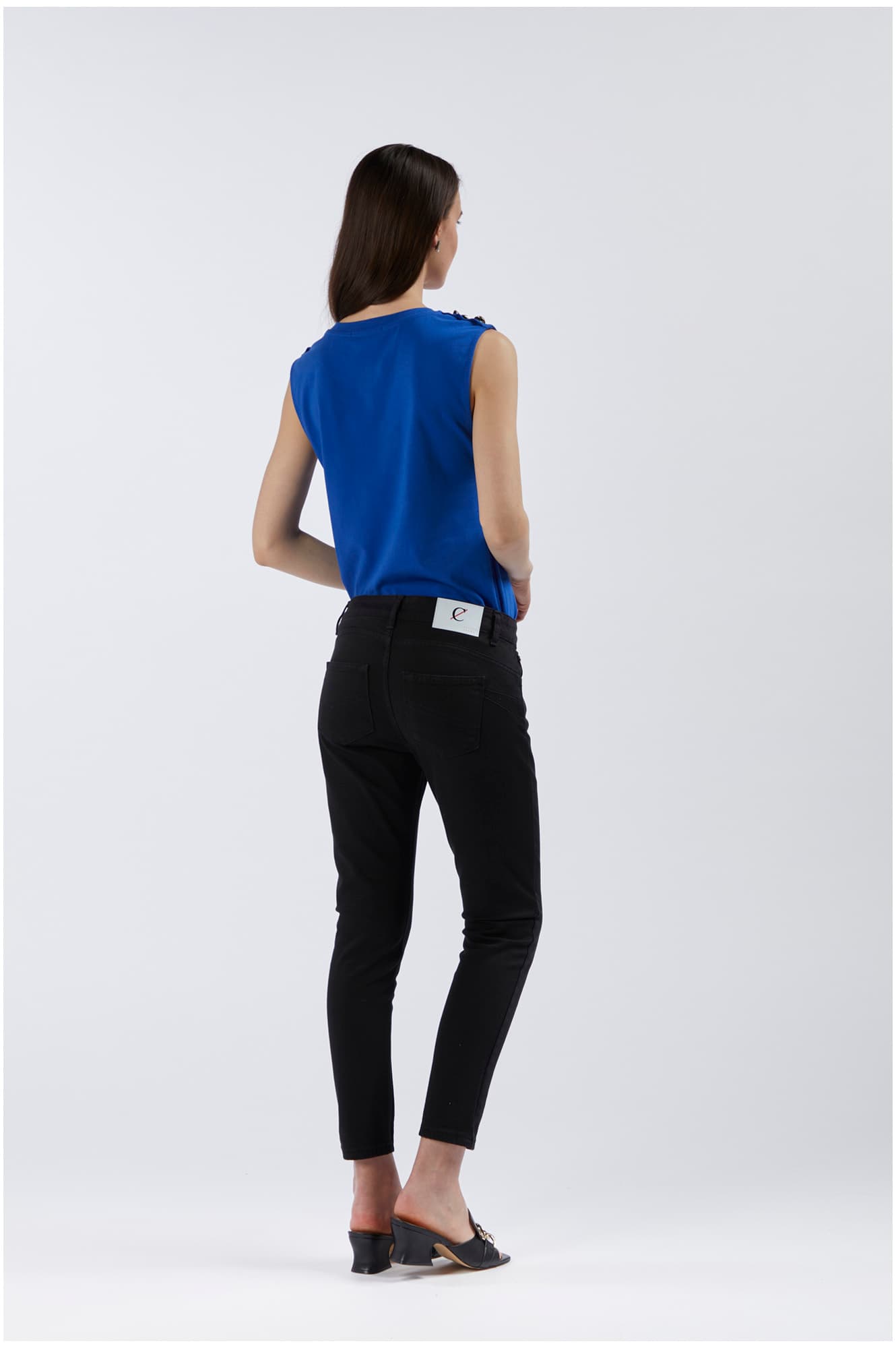 Jeans denim skinny in bull denim nero — vista 4