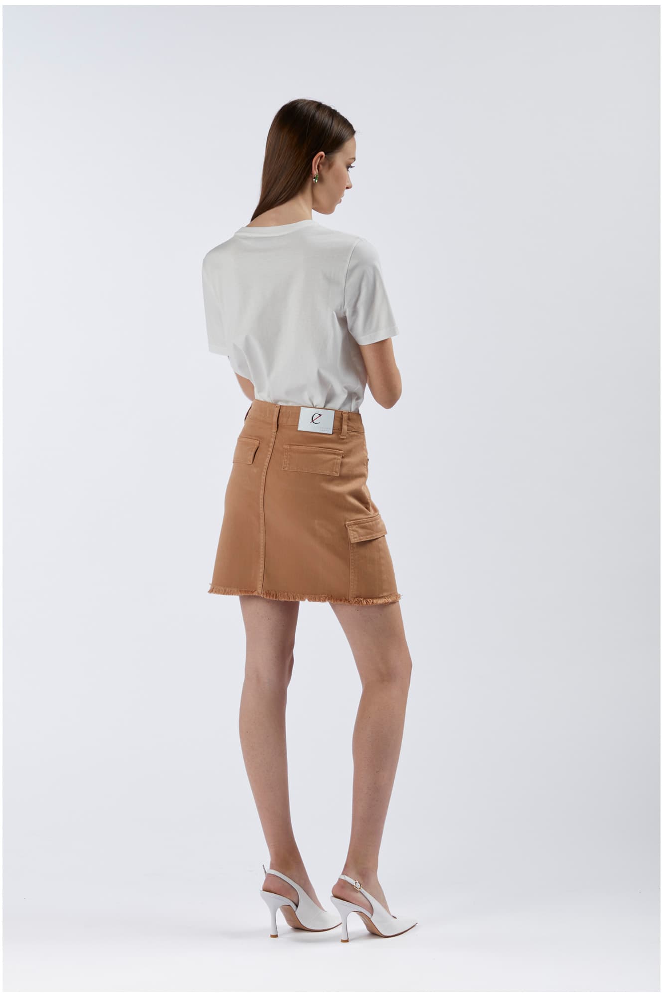 Minigonna con tasconi in bull denim ginger — vista 2