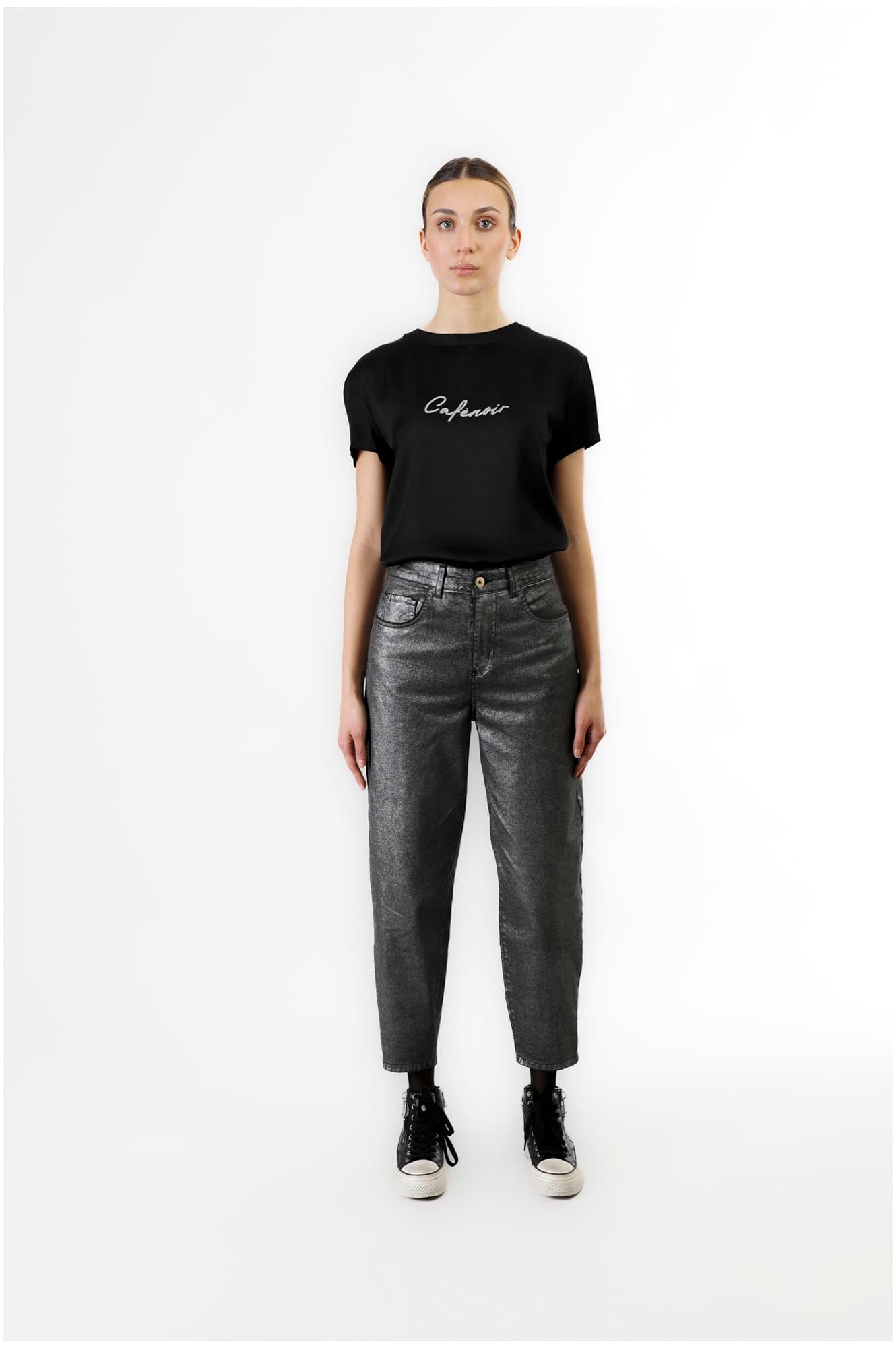 Jeans denim laminato cocoon silver — vista 3