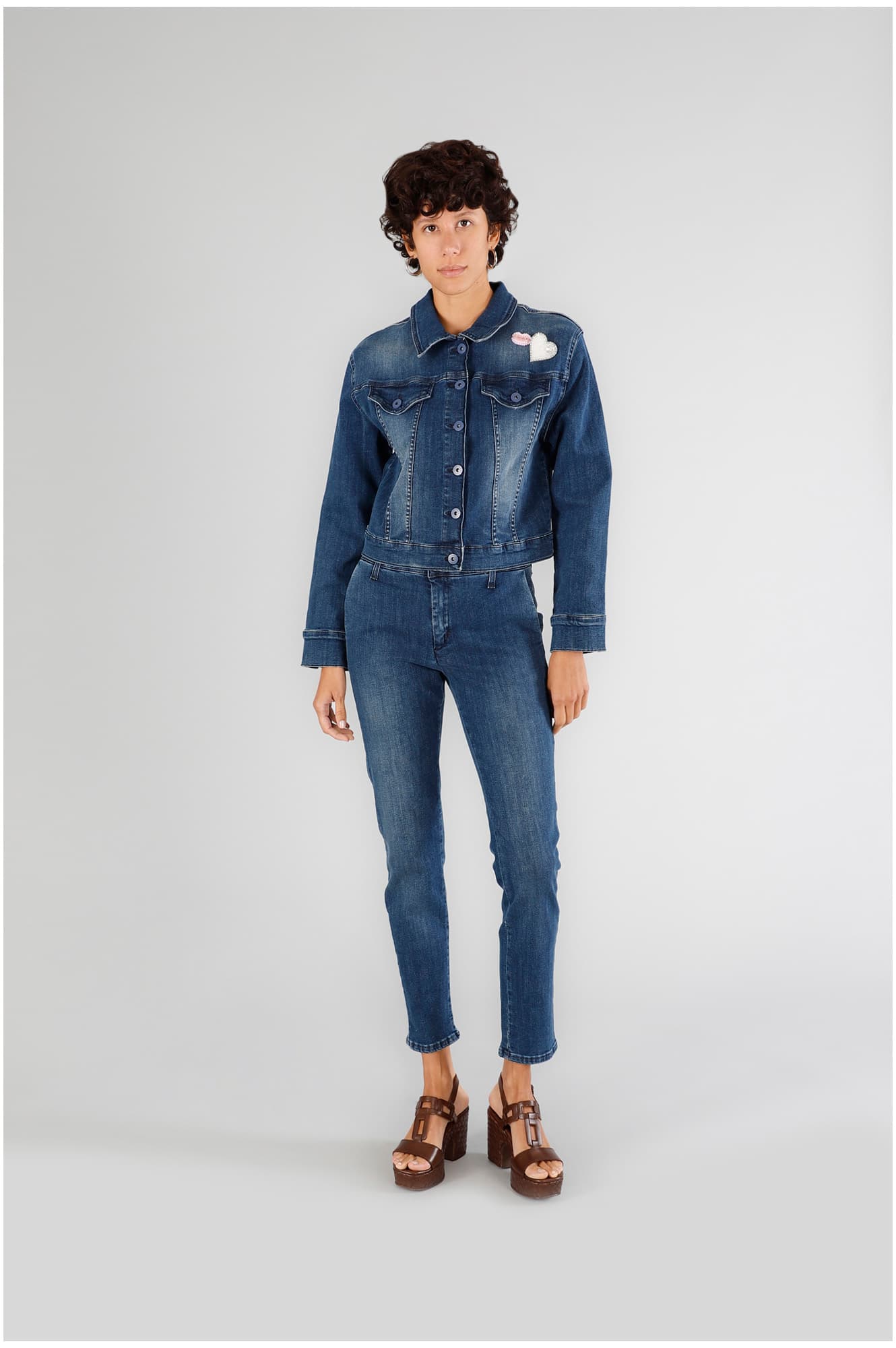 CafèNoir — Giubbino in denim blu medio scuro