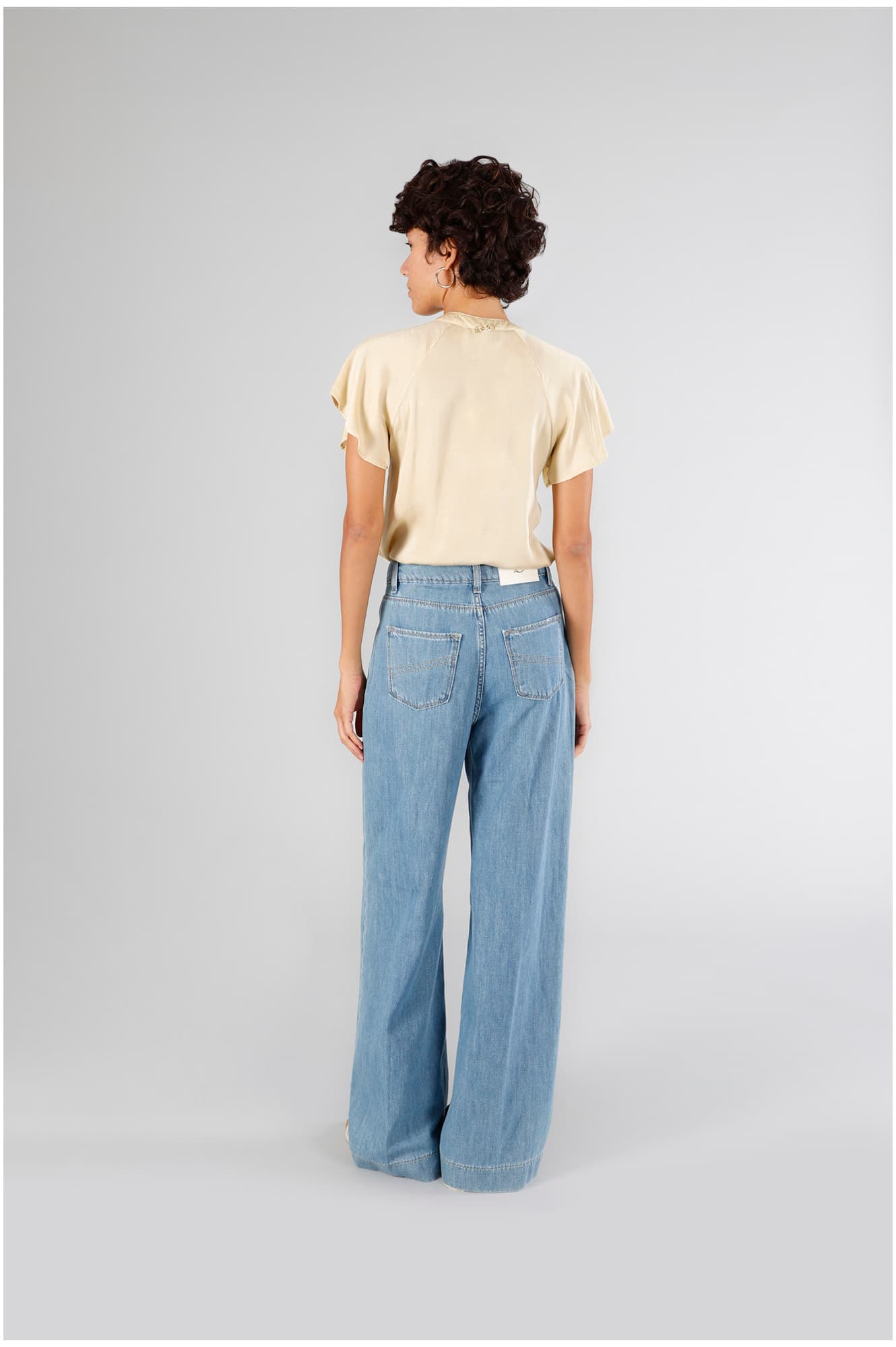 Pantaloni wide leg in denim sky — vista 2