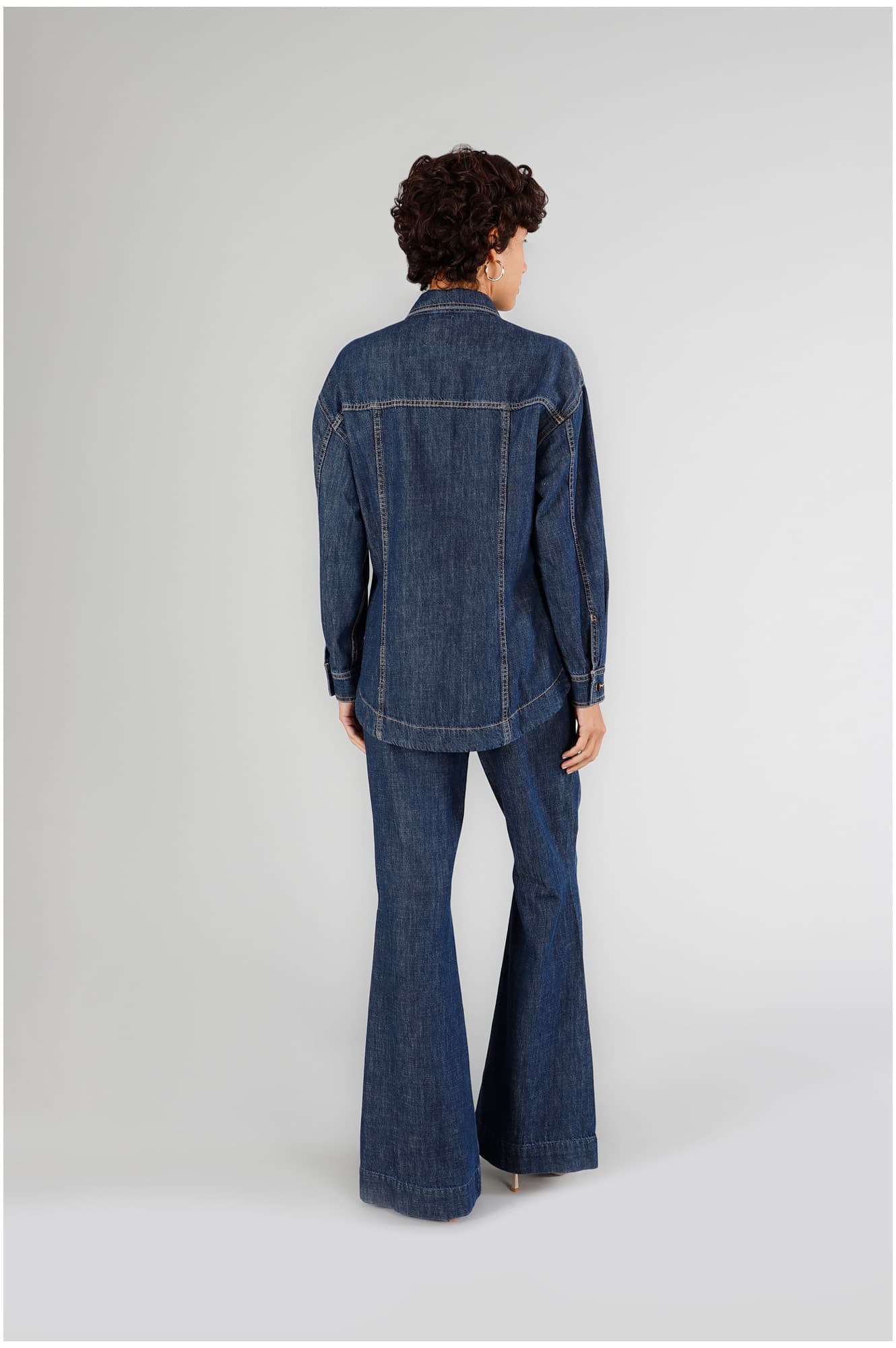 Field jacket in denim blu medio scuro — vista 2