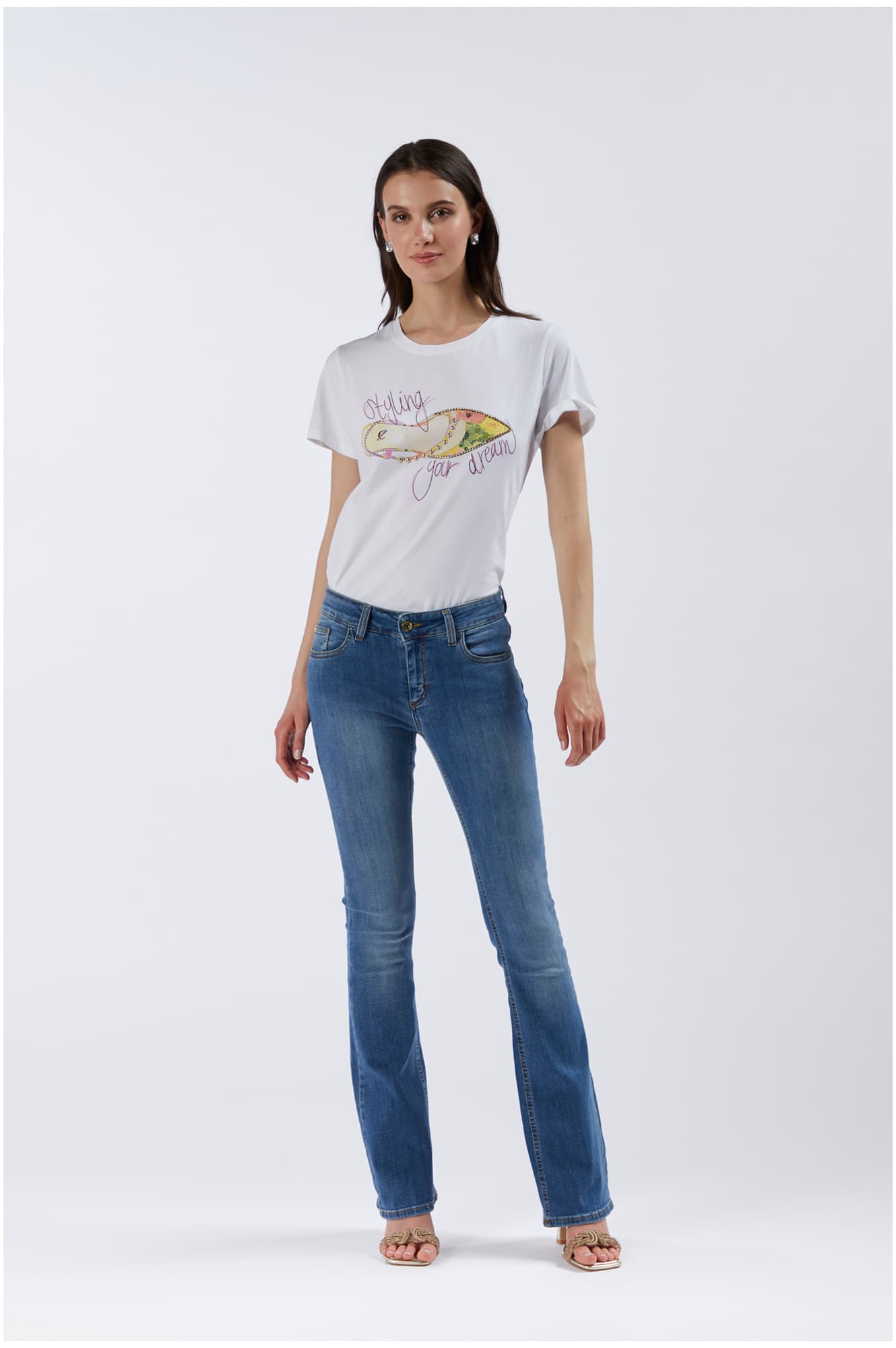 CafèNoir — Jeans denim flare super stretch blu medio
