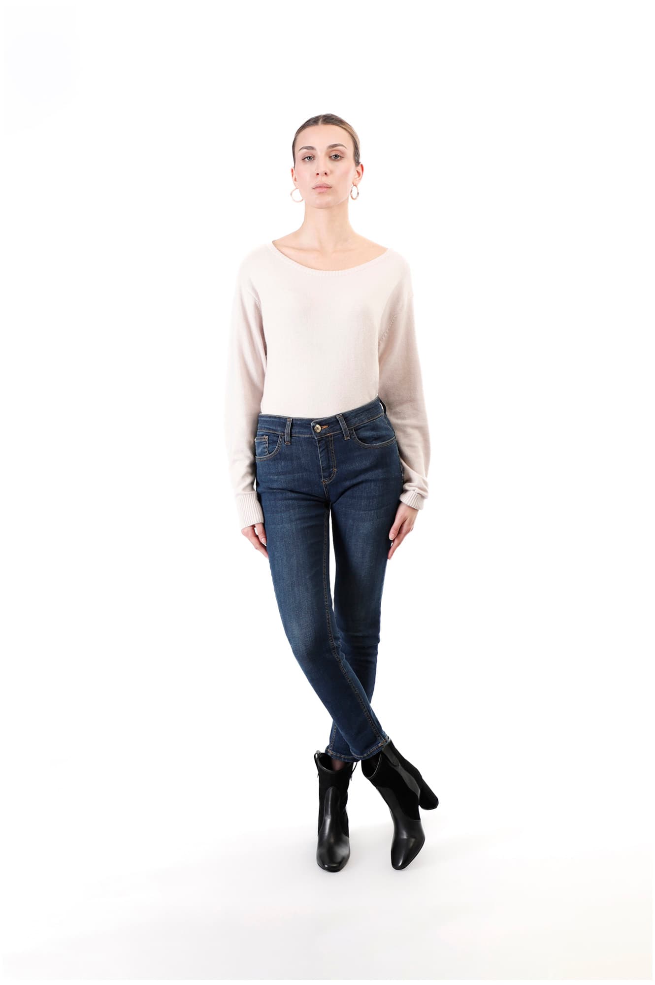 CafèNoir — Jeans denim skinny blu medio scuro