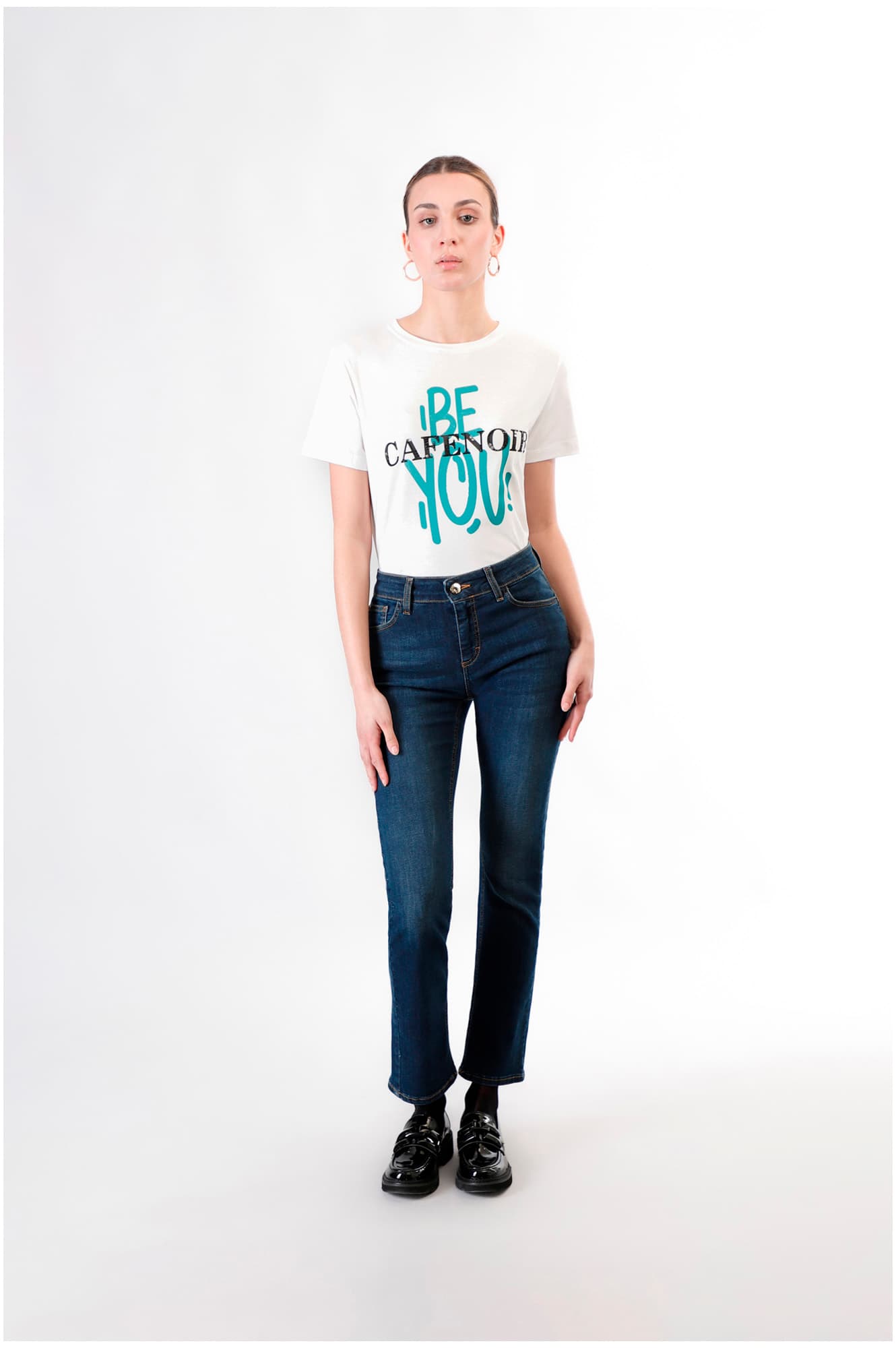 CafèNoir — Jeans denim slim blu medio scuro