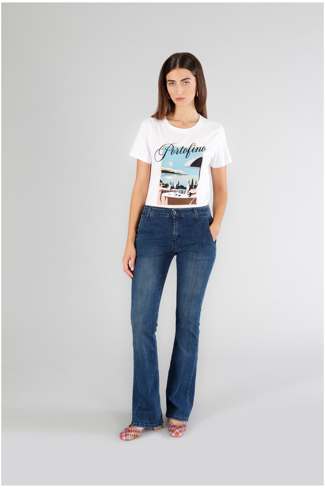 Jeans denim flare blu medio scuro — vista 3