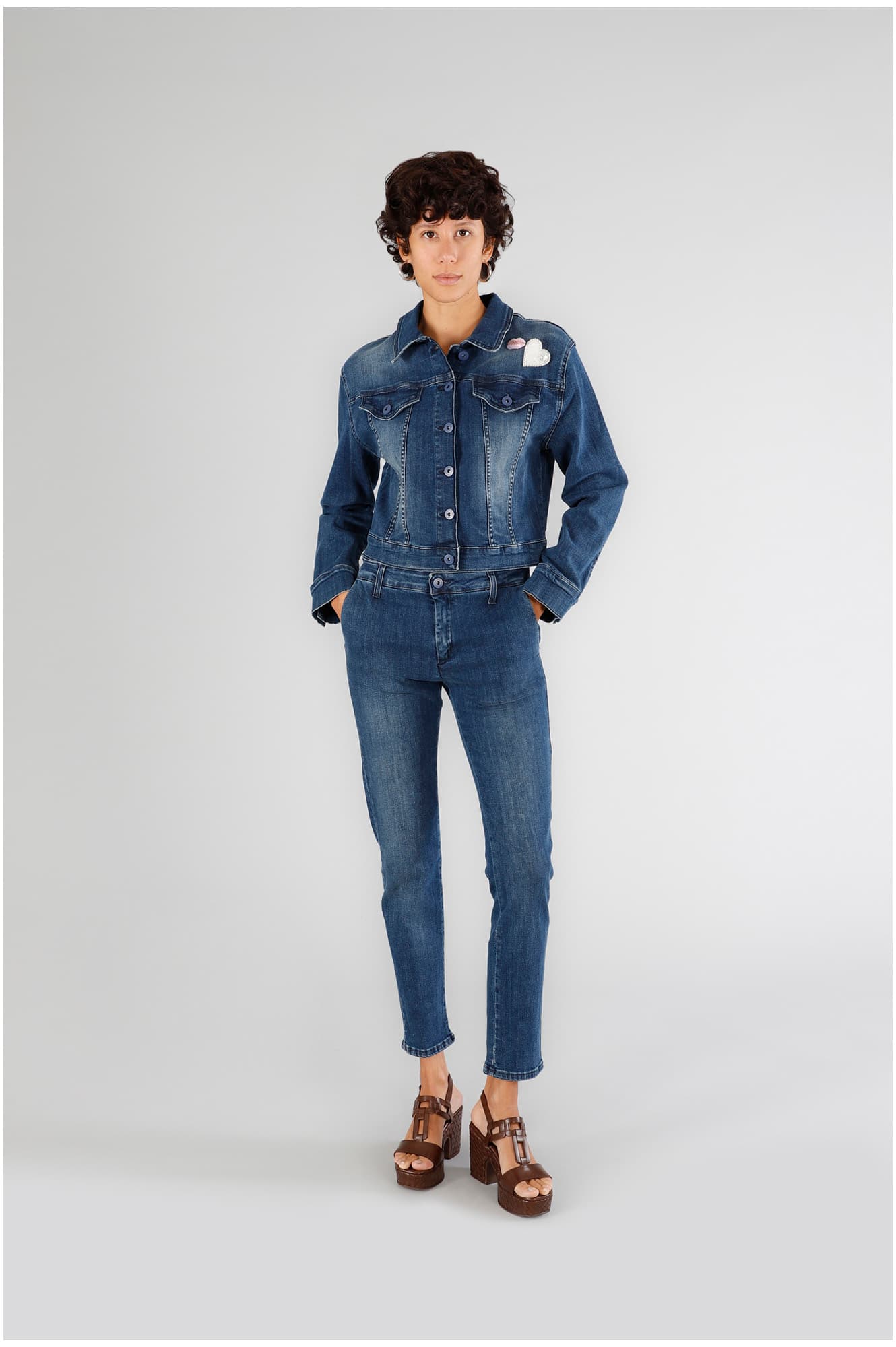 CafèNoir — Jeans denim tipo sigaretta blu medio scuro