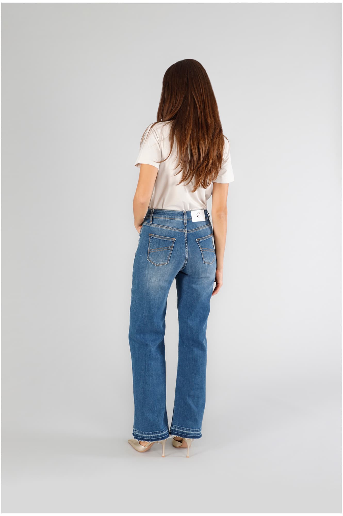 Jeans denim wide leg blu medio — vista 4