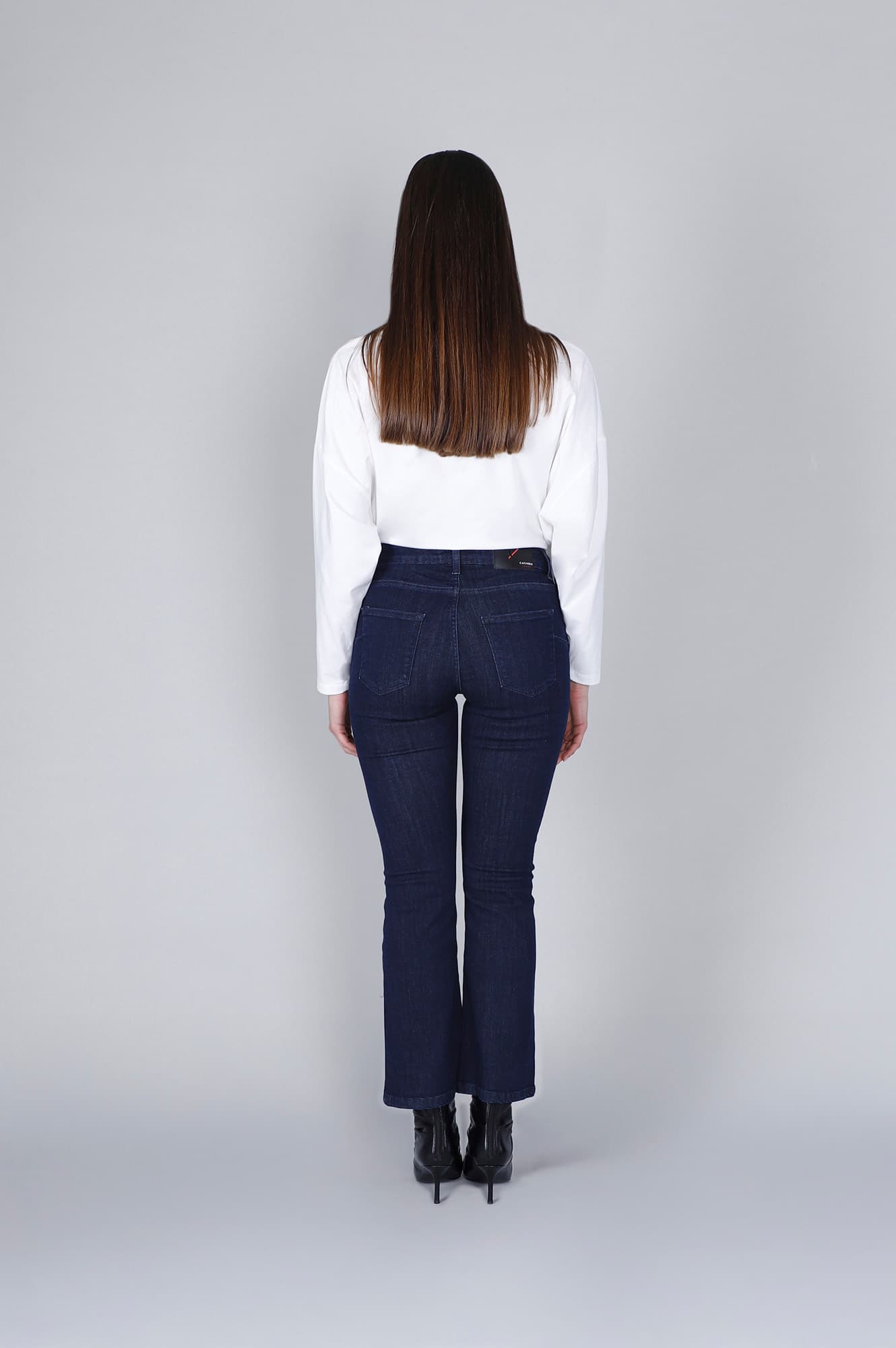 Jeans denim cropped flare indaco — vista 2