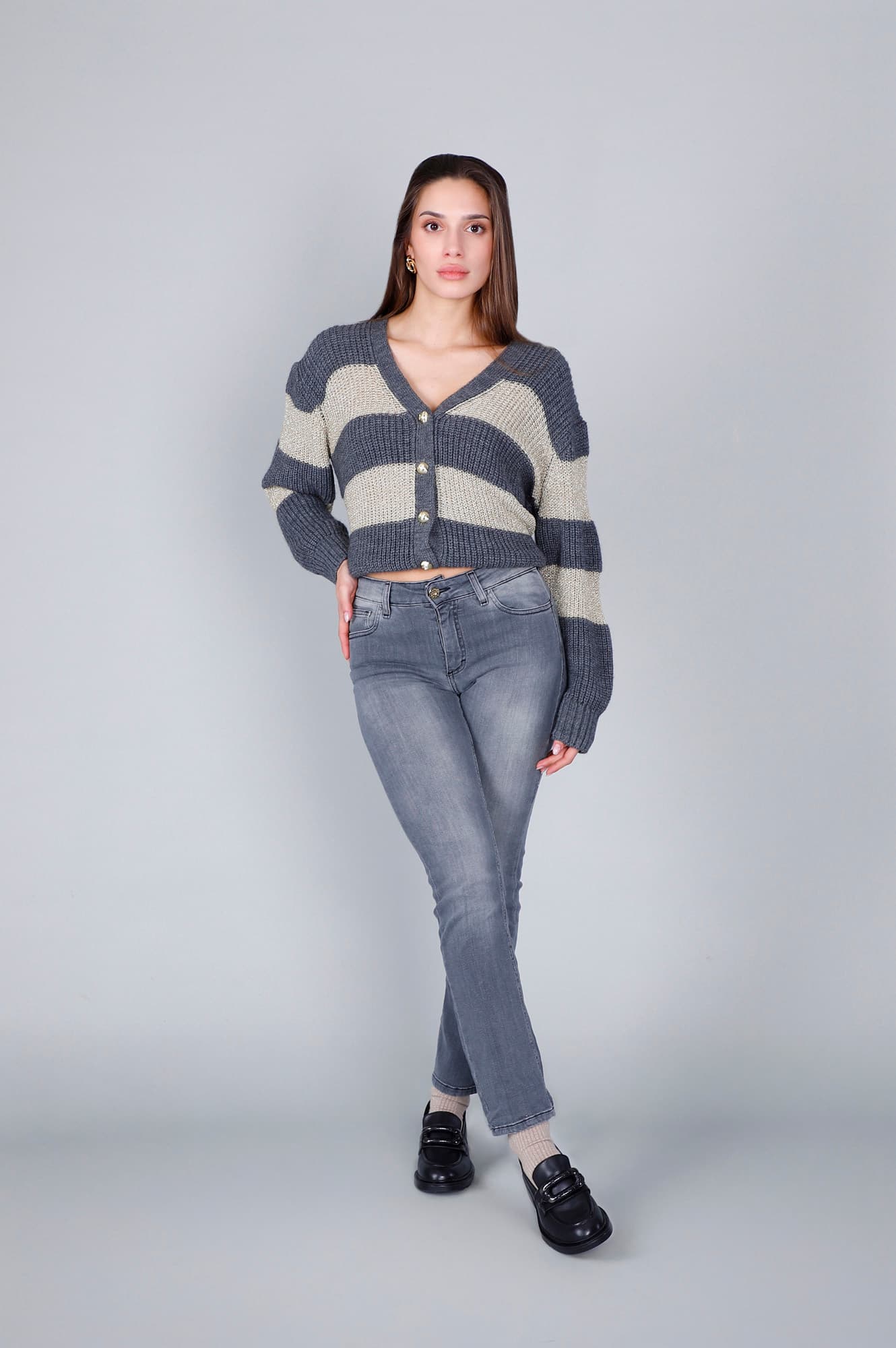 Jeans denim slim grigio — vista 3
