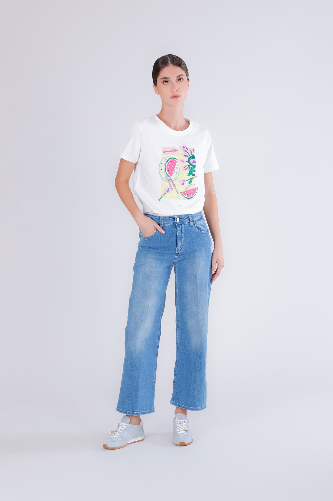 Jeans culotte superstretch blu medio chiaro — vista 3