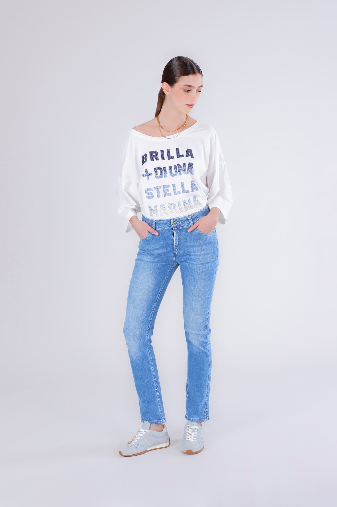CafèNoir — Jeans slim superstretch blu medio chiaro
