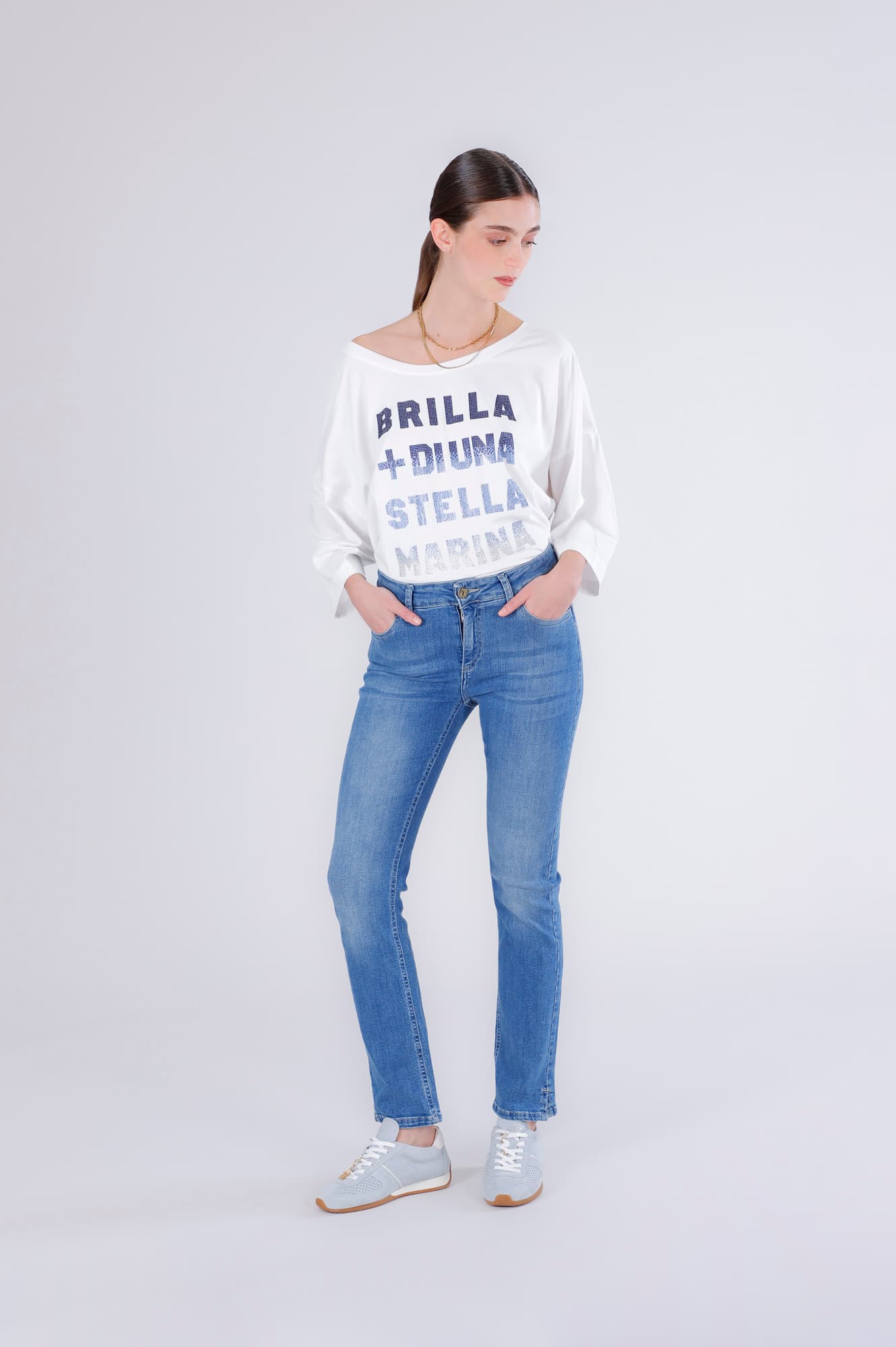 Jeans slim superstretch blu medio — vista 3