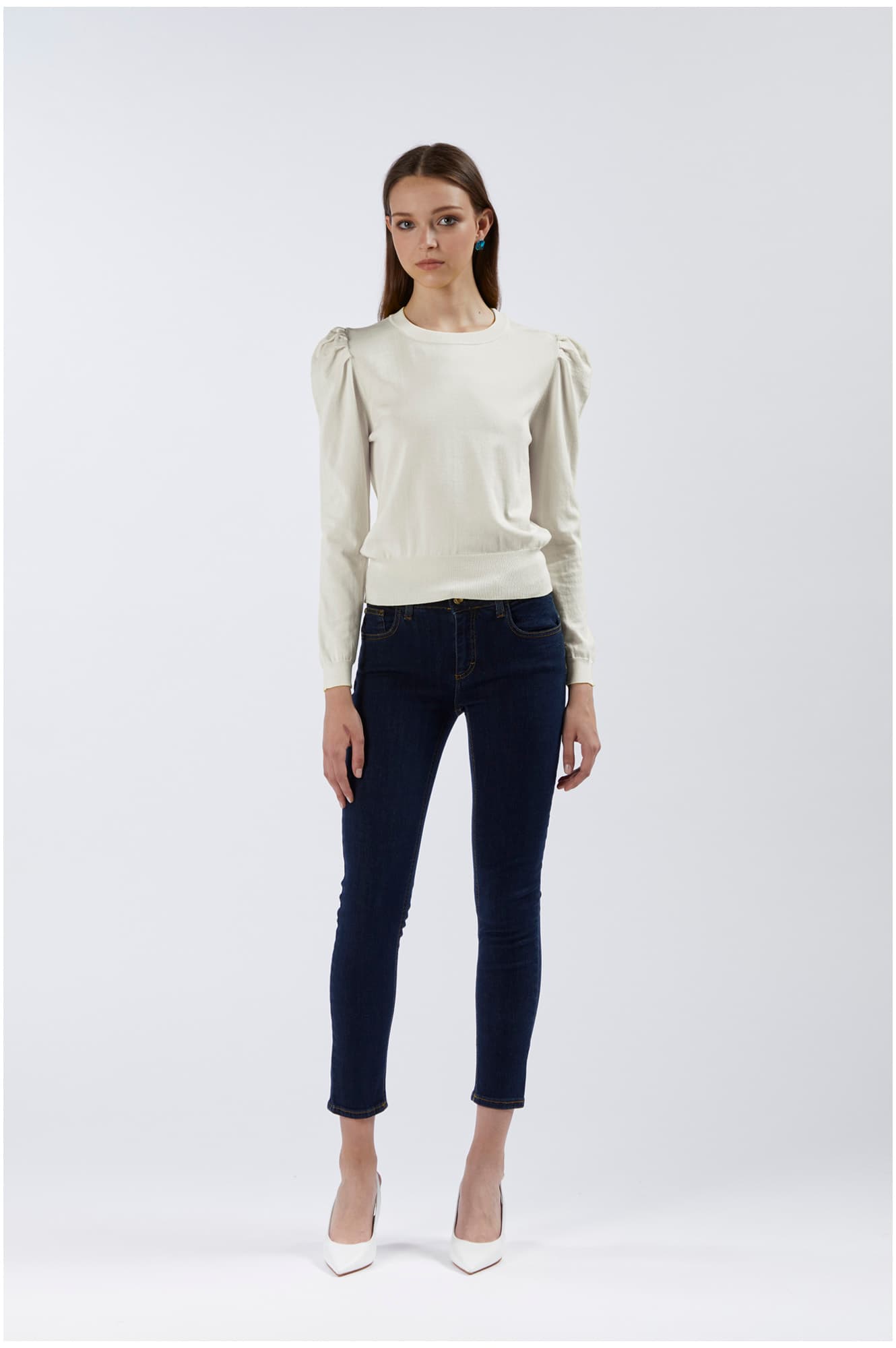 CafèNoir — Maglia girocollo in misto viscosa bianco