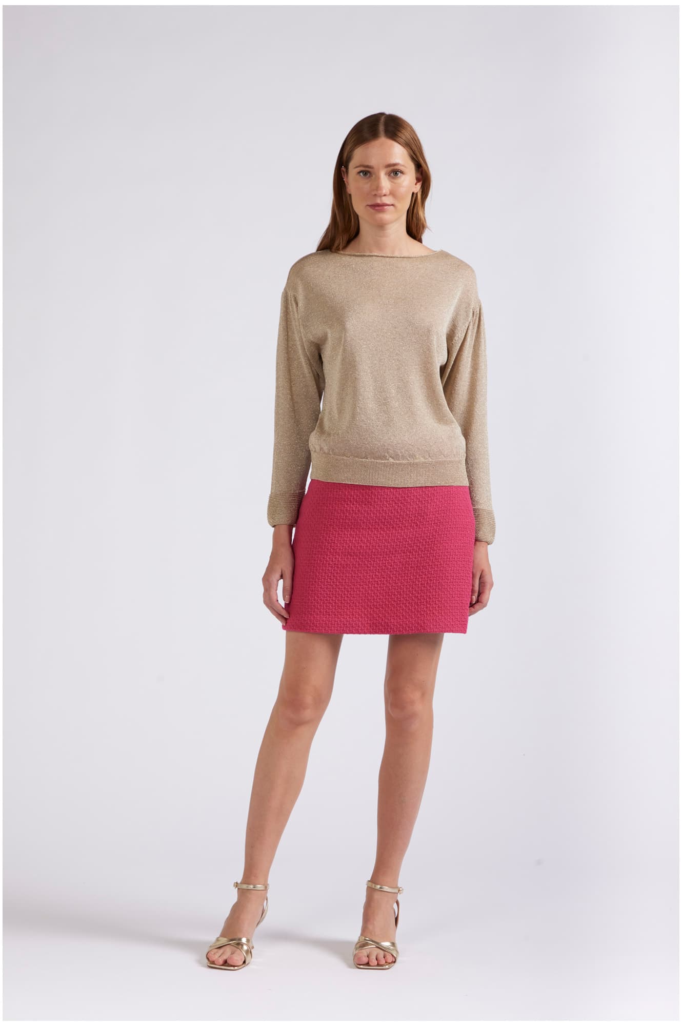 CafèNoir — Maglia maniche lunghe in lurex light gold