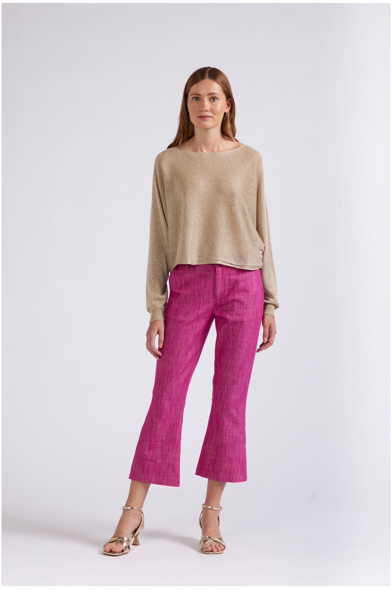 CafèNoir — Maglia scollo a barca in lurex light gold
