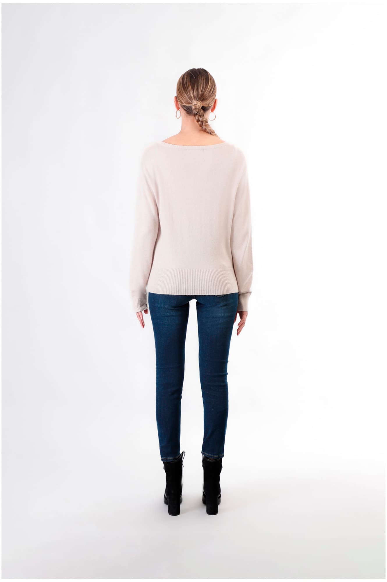Maglia basic scollo a barca avorio — vista 2