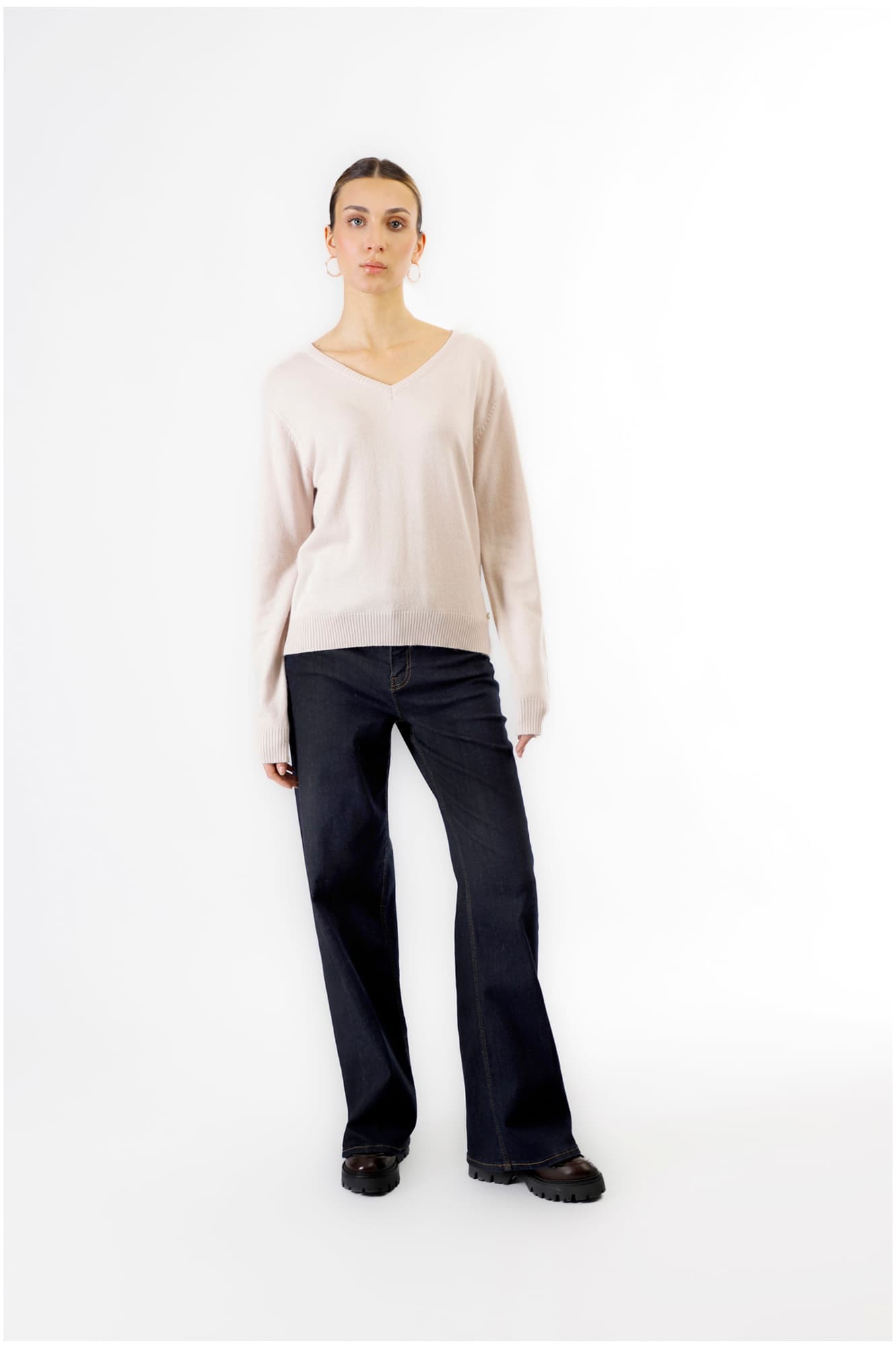 CafèNoir — Maglia basic scollo a "v" avorio