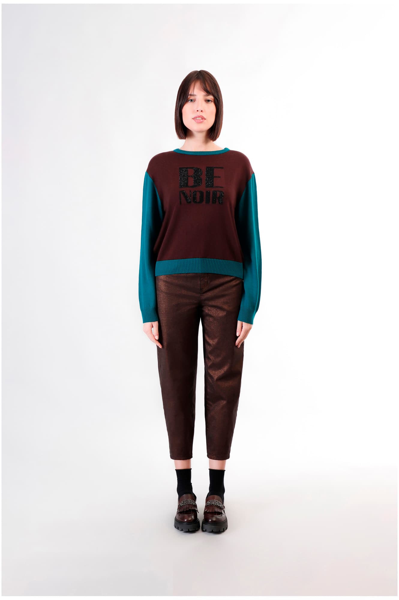 CafèNoir — Maglia girocollo con logo "be noir" multifondente