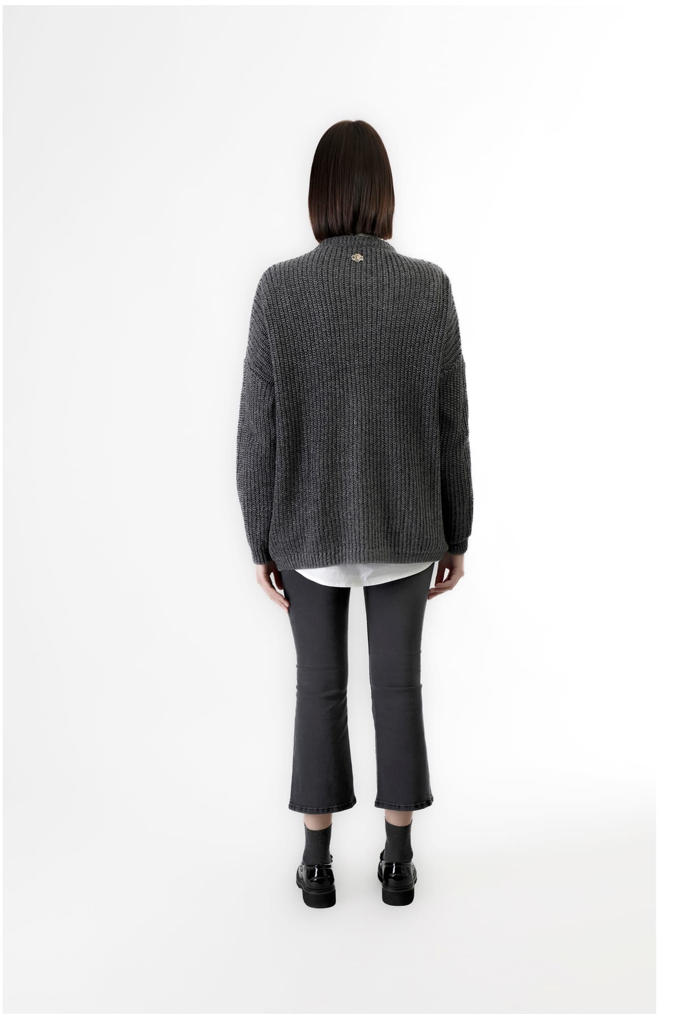 Cardigan aperto con lurex fumo — vista 2