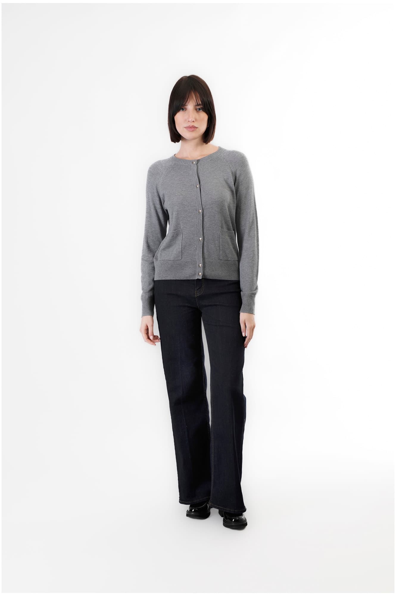 CafèNoir — Cardigan girocollo fumo