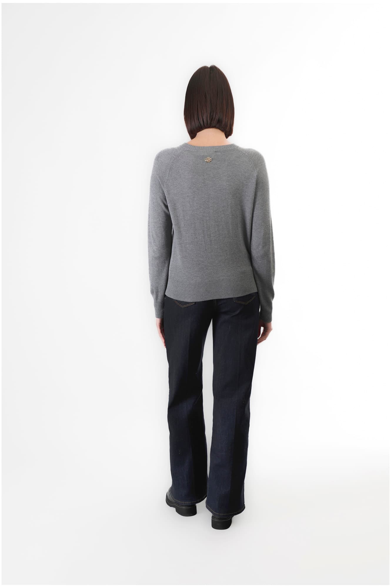 Cardigan girocollo fumo — vista 2