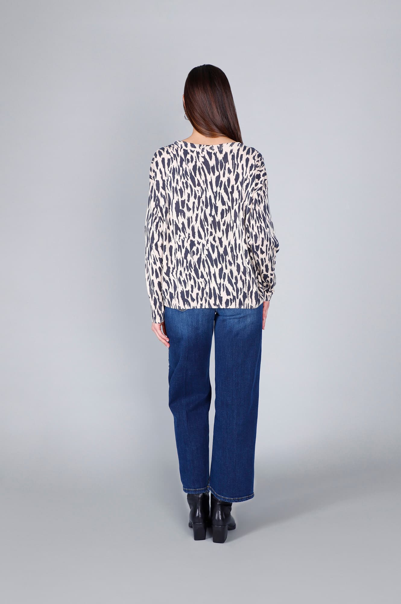 Maglia stampata con scollatura a "v" multi animalier — vista 4