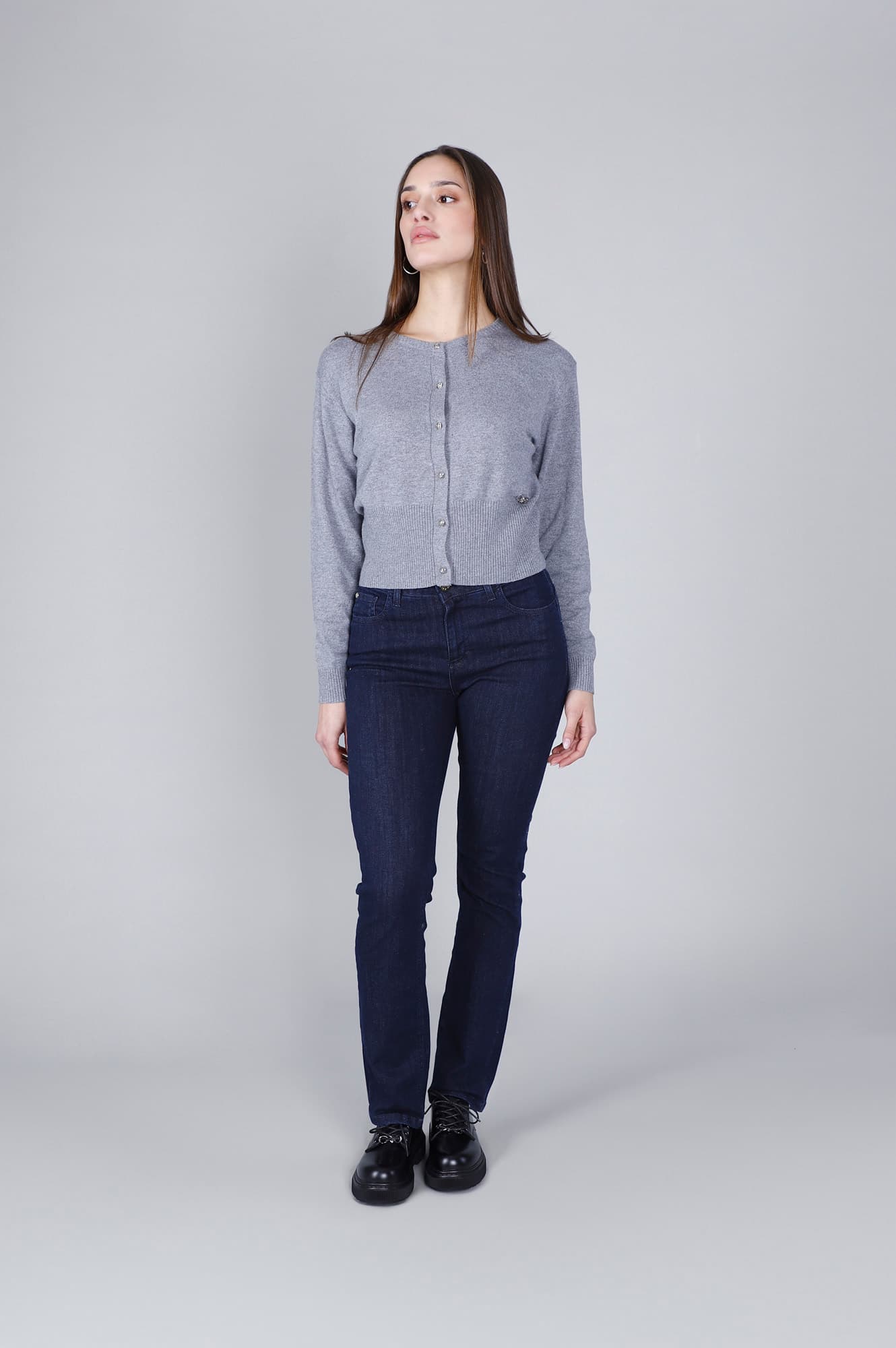 CafèNoir — Cardigan basic grigio