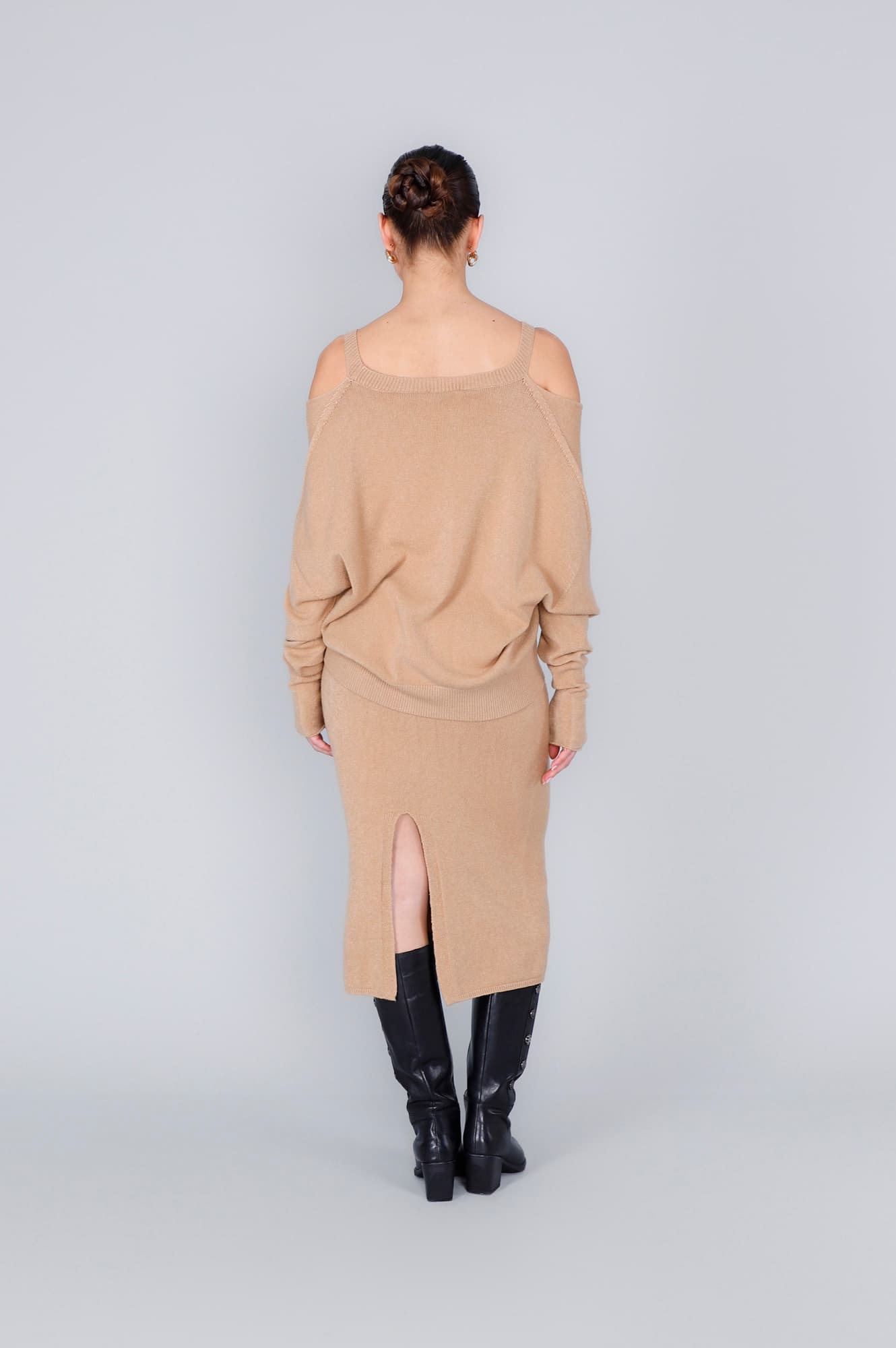 Cardigan cut out scollatura a "v" cammello — vista 2