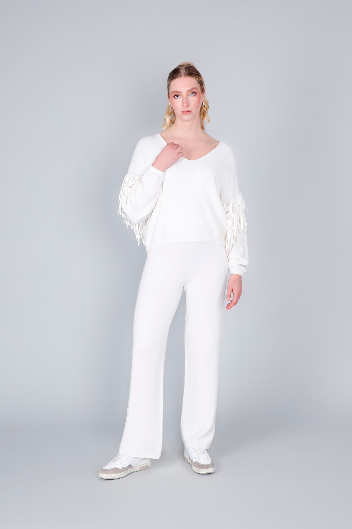 CafèNoir — Maglia con frange off white