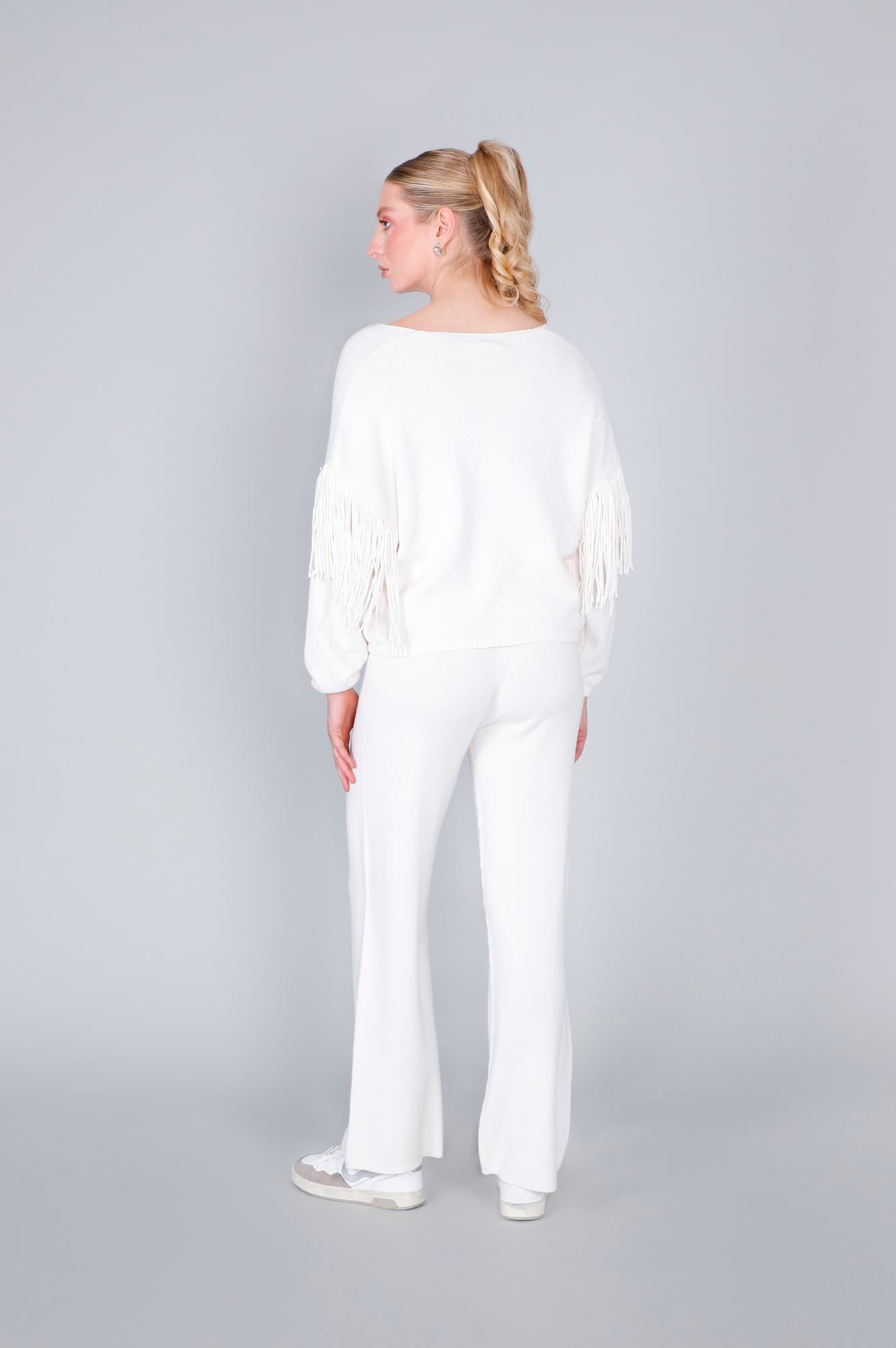 Maglia con frange off white — vista 2