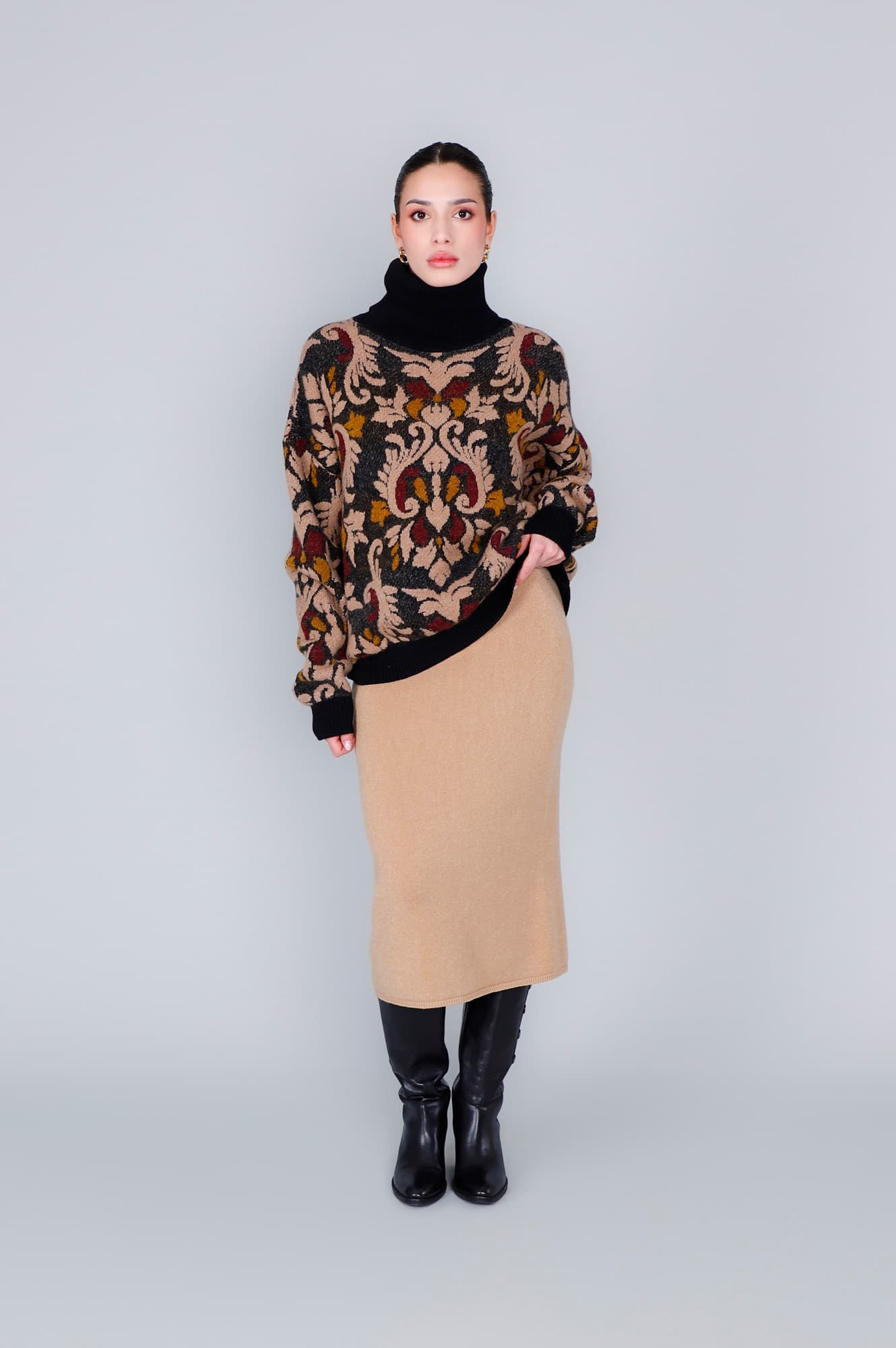 CafèNoir — Maglione collo alto jacquard multi baroque