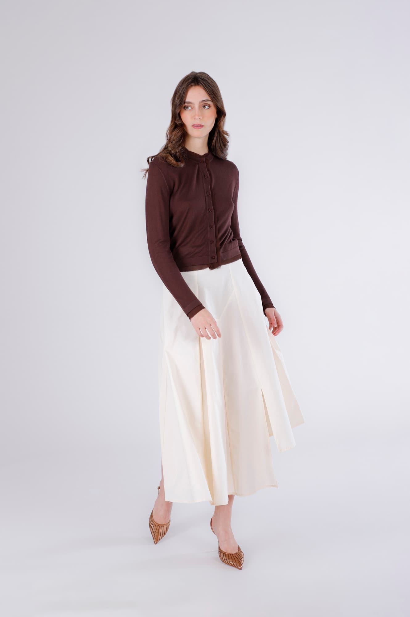 CafèNoir — Cardigan in viscosa da donna con bordini in tessuto fondente