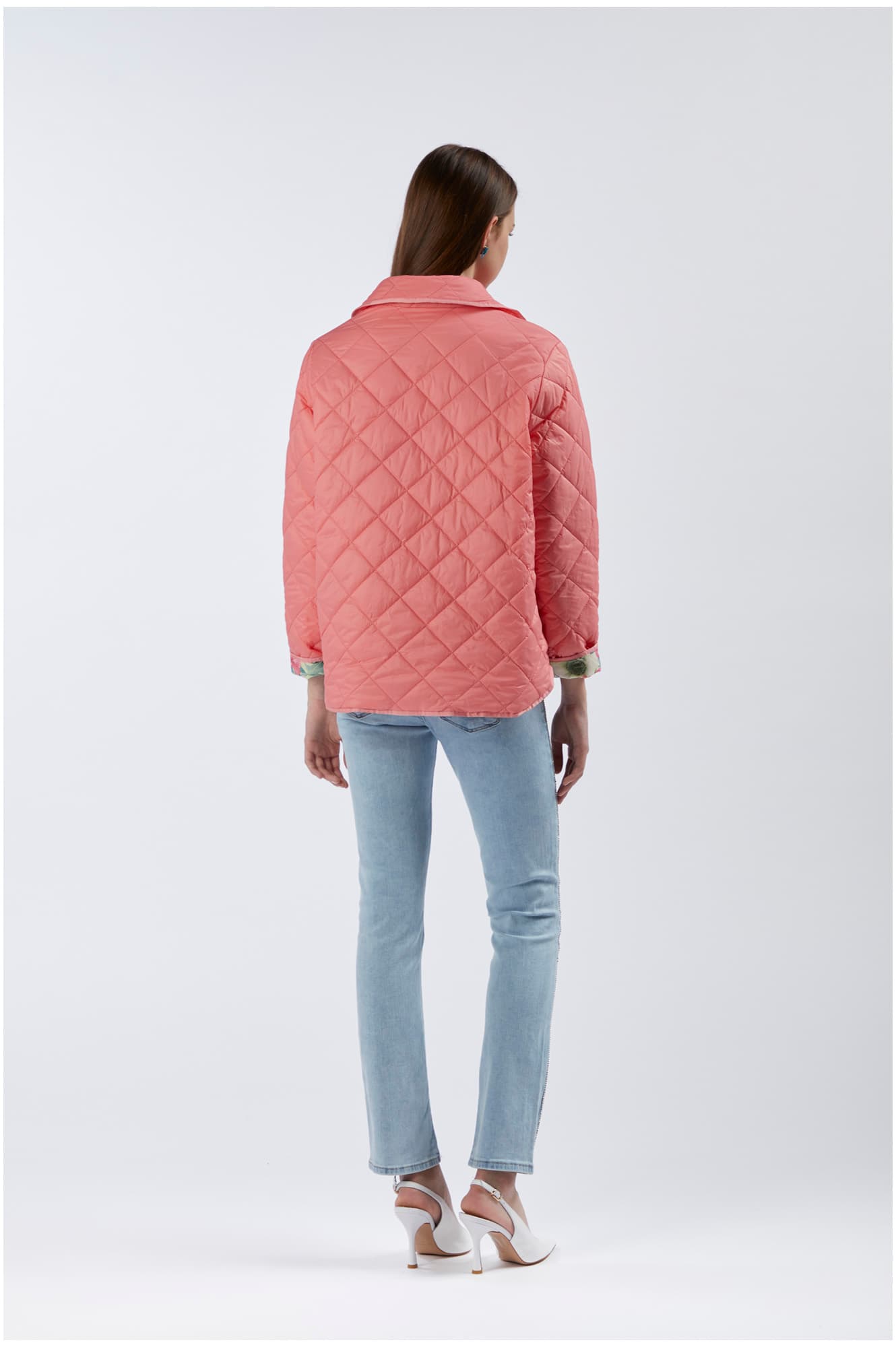 Piumino trapuntato reversibile corallo — vista 2