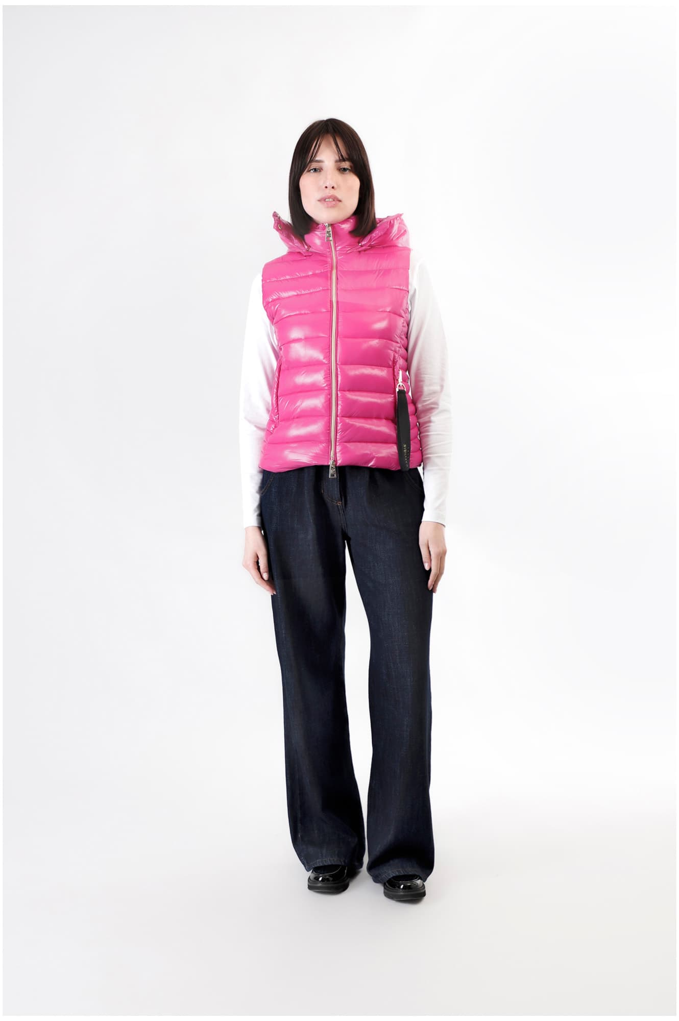CafèNoir — Gilet imbottito tessuto lucido fuxia