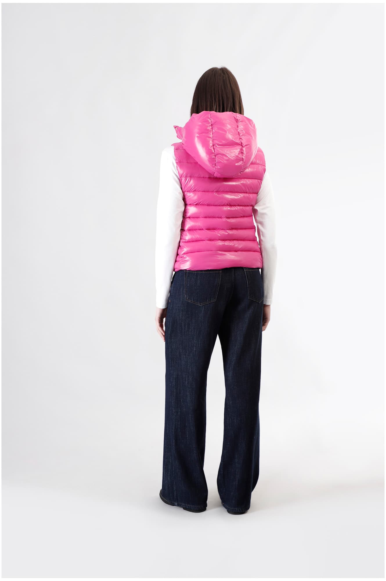 Gilet imbottito tessuto lucido fuxia — vista 2