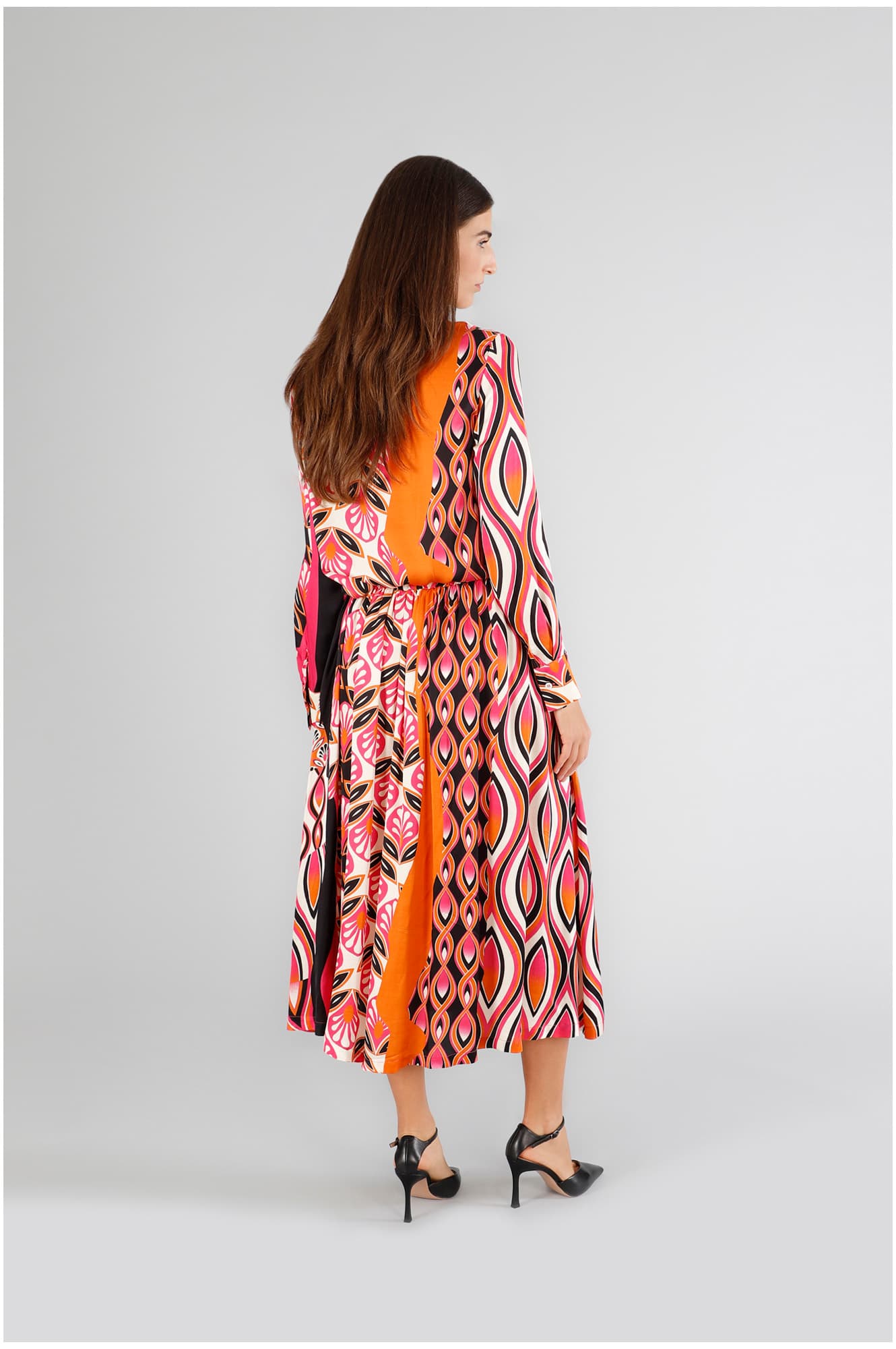 Gonna a ruota in satin stampato foulard multicolors — vista 2