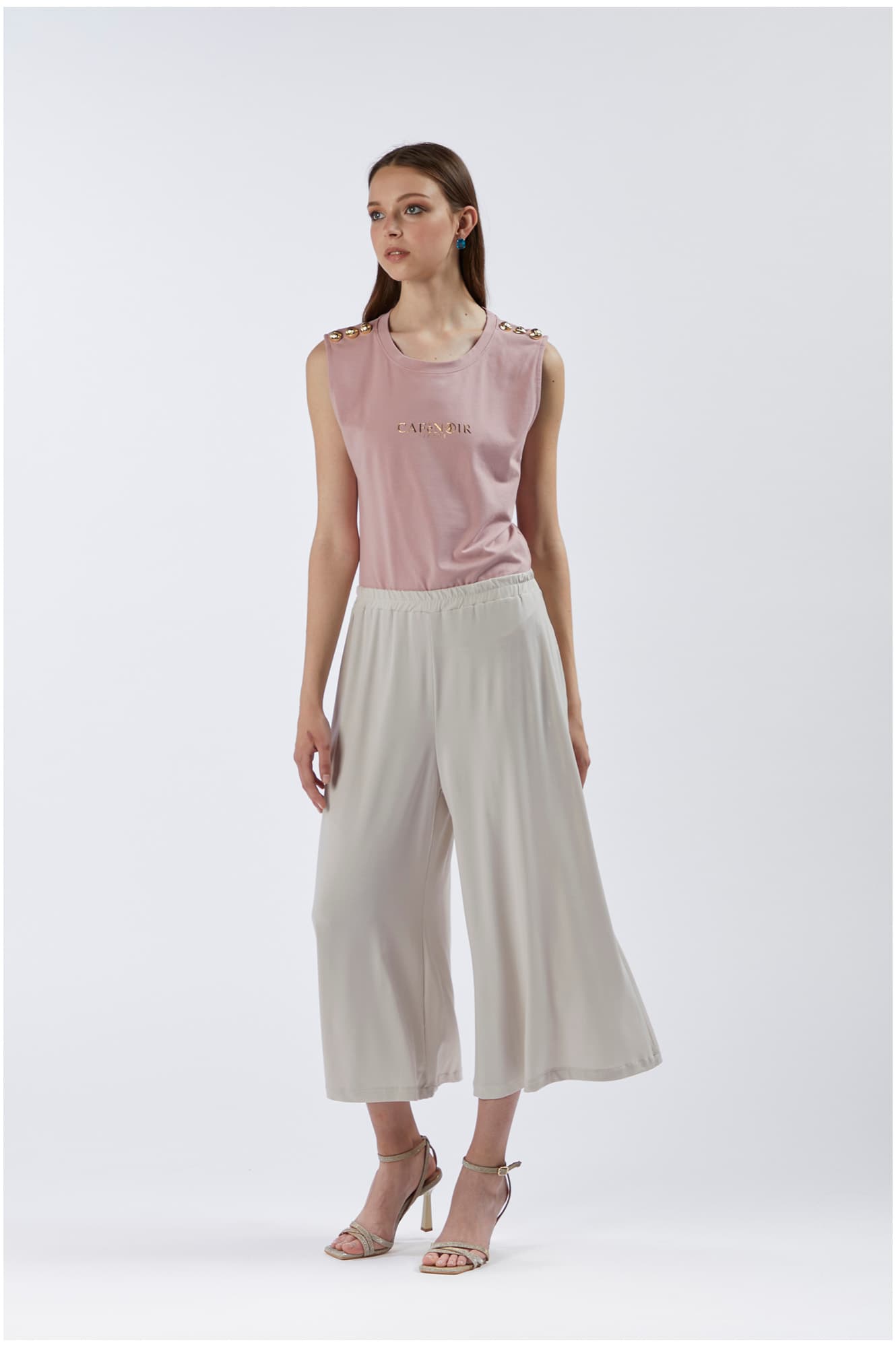 CafèNoir — Pantaloni culotte con elastico gesso