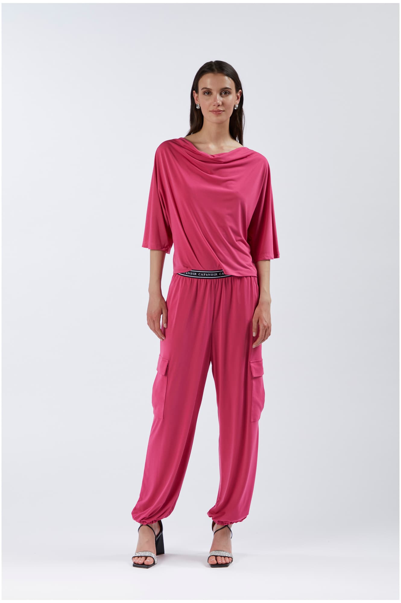 CafèNoir — Pantaloni cargo in jersey fuxia
