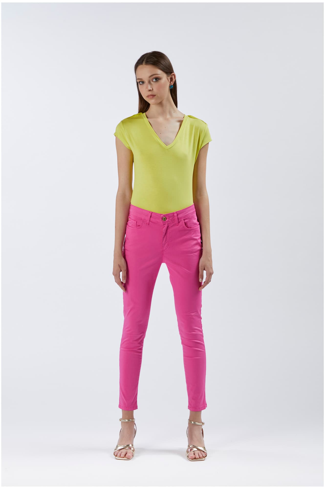 CafèNoir — Pantaloni skinny tinto capo fuxia