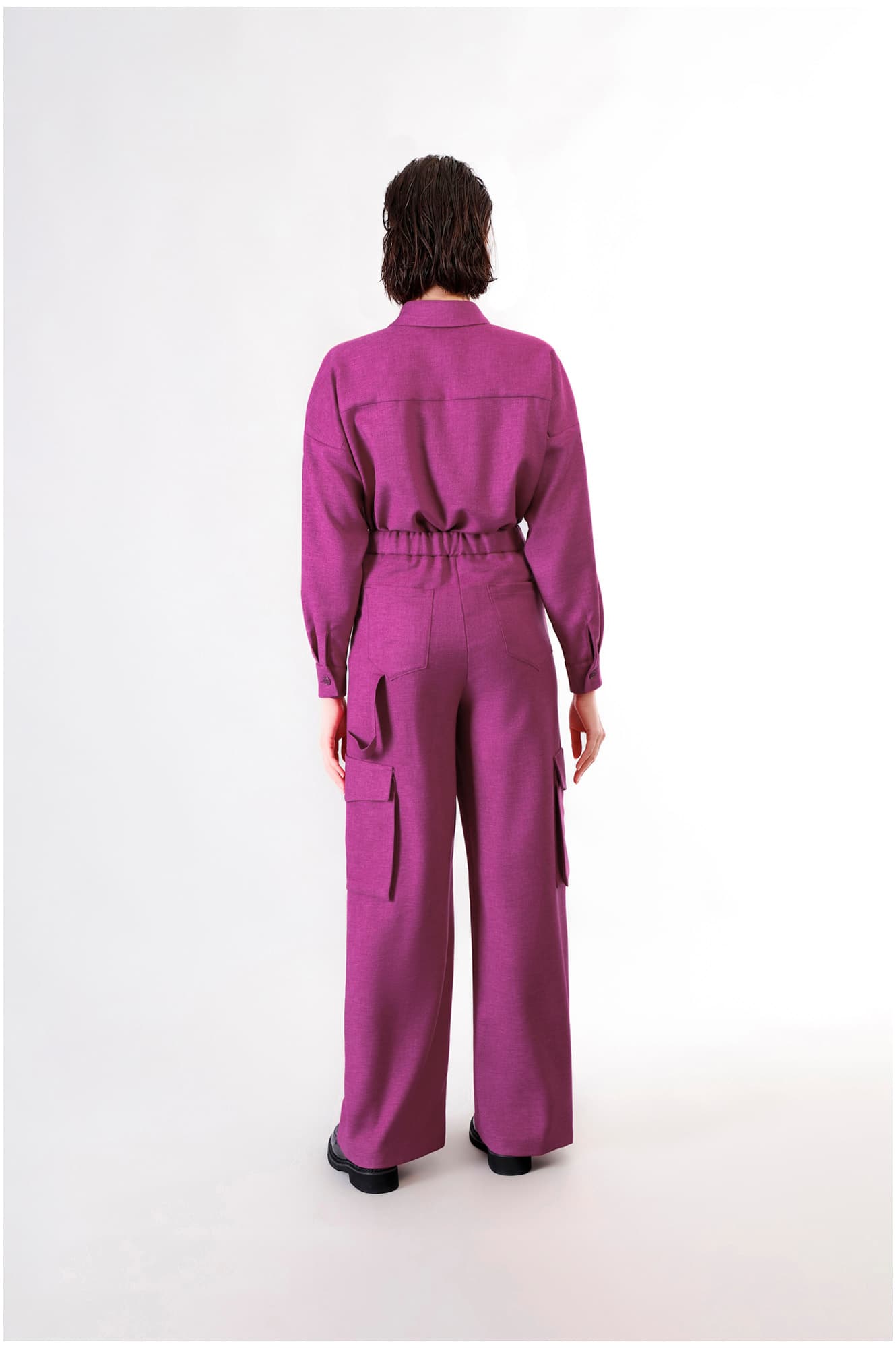 Pantaloni wide con tasconi fuxia — vista 2
