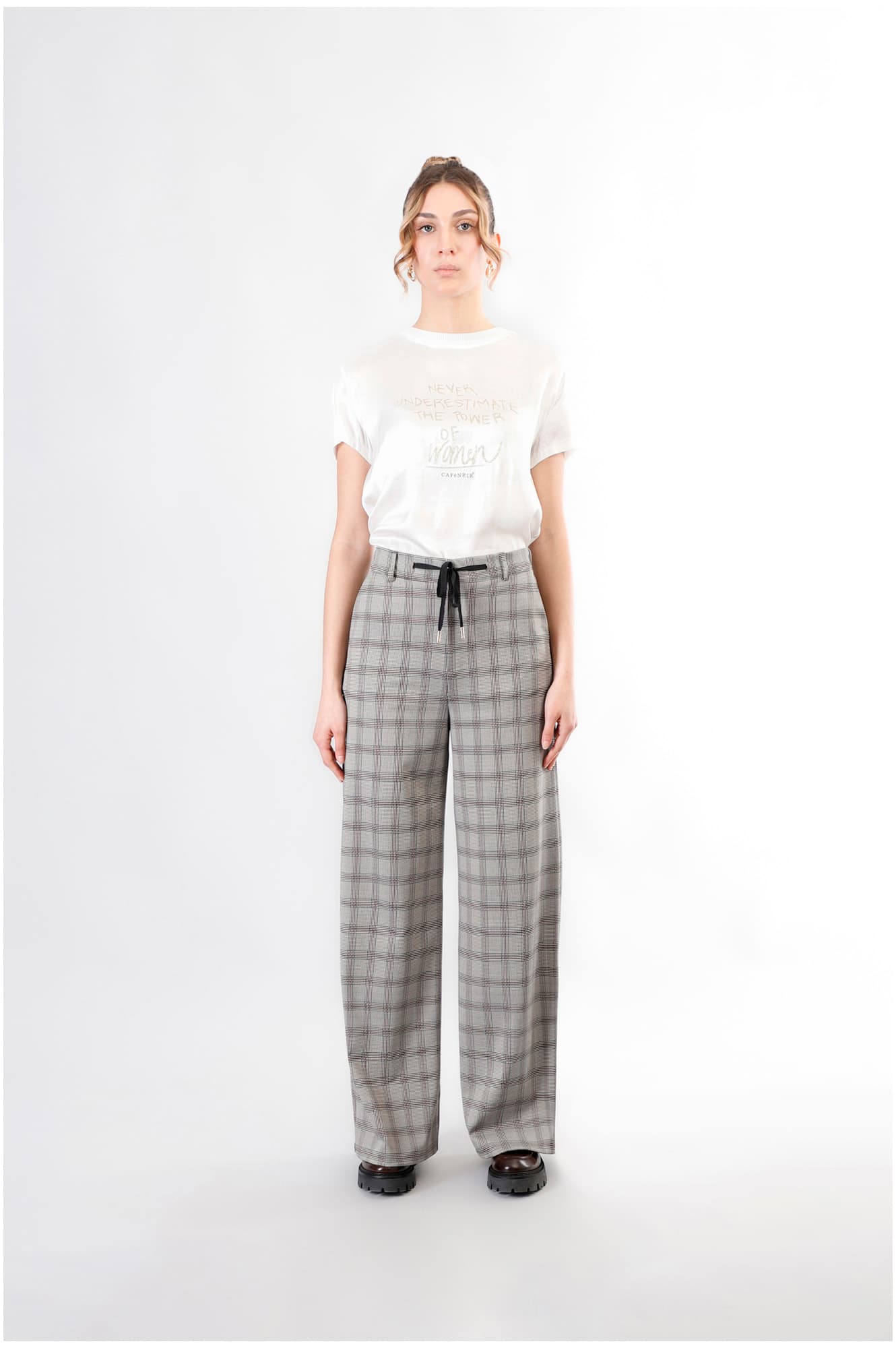 CafèNoir — Pantaloni super wide principe di galles principe di galles