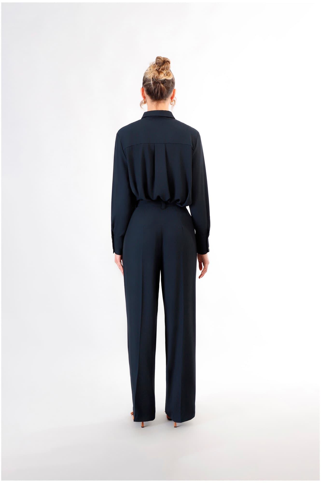 Pantaloni gamba larga con pinces navy — vista 2
