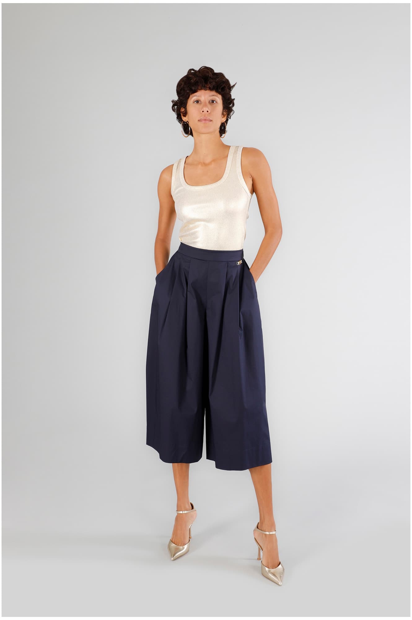 CafèNoir — Pantagonna con pieghe navy