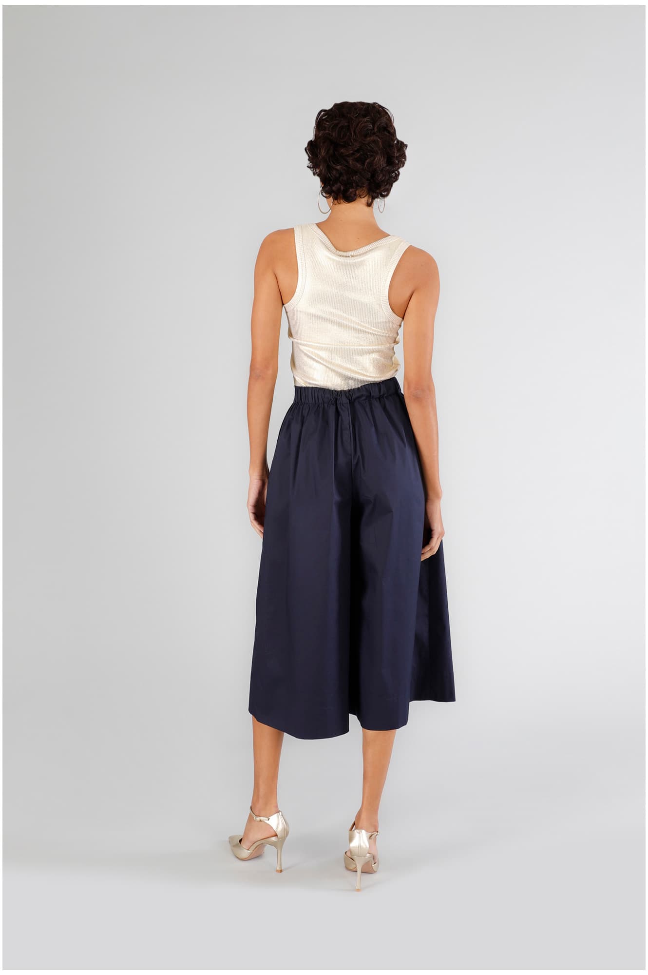 Pantagonna con pieghe navy — vista 2