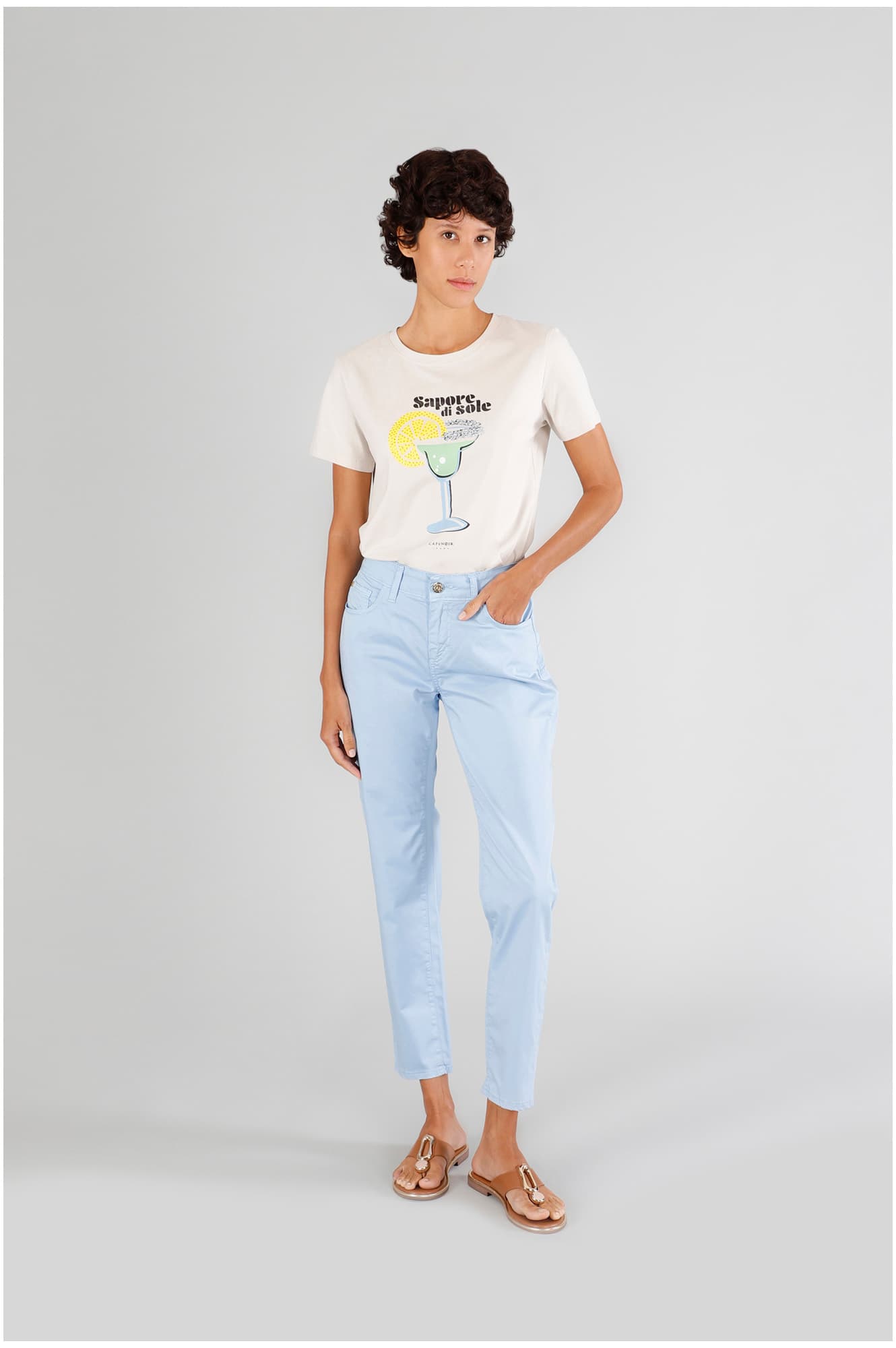 Pantaloni skinny cinque tasche tinto capo celeste — vista 3