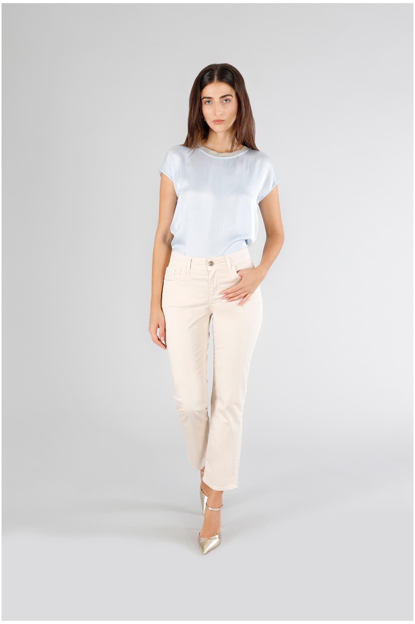 CafèNoir — Pantaloni slim tinto capo sabbia