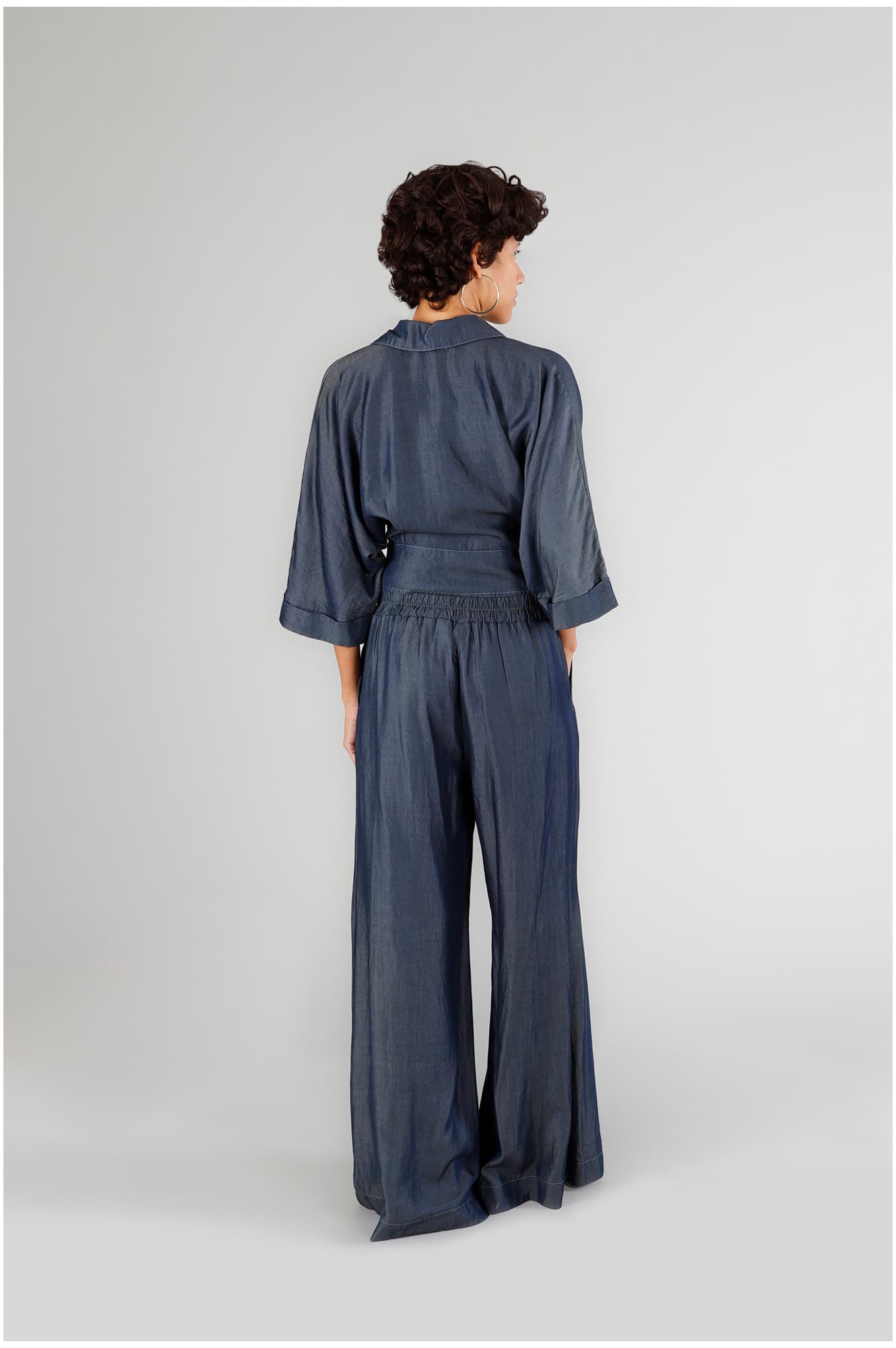 Pantaloni palazzo in tencel denim indaco — vista 2