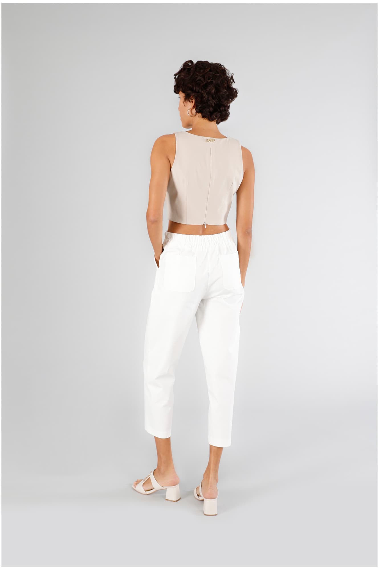 Pantaloni tipo jogger tessuto elasticizzato bianco — vista 2