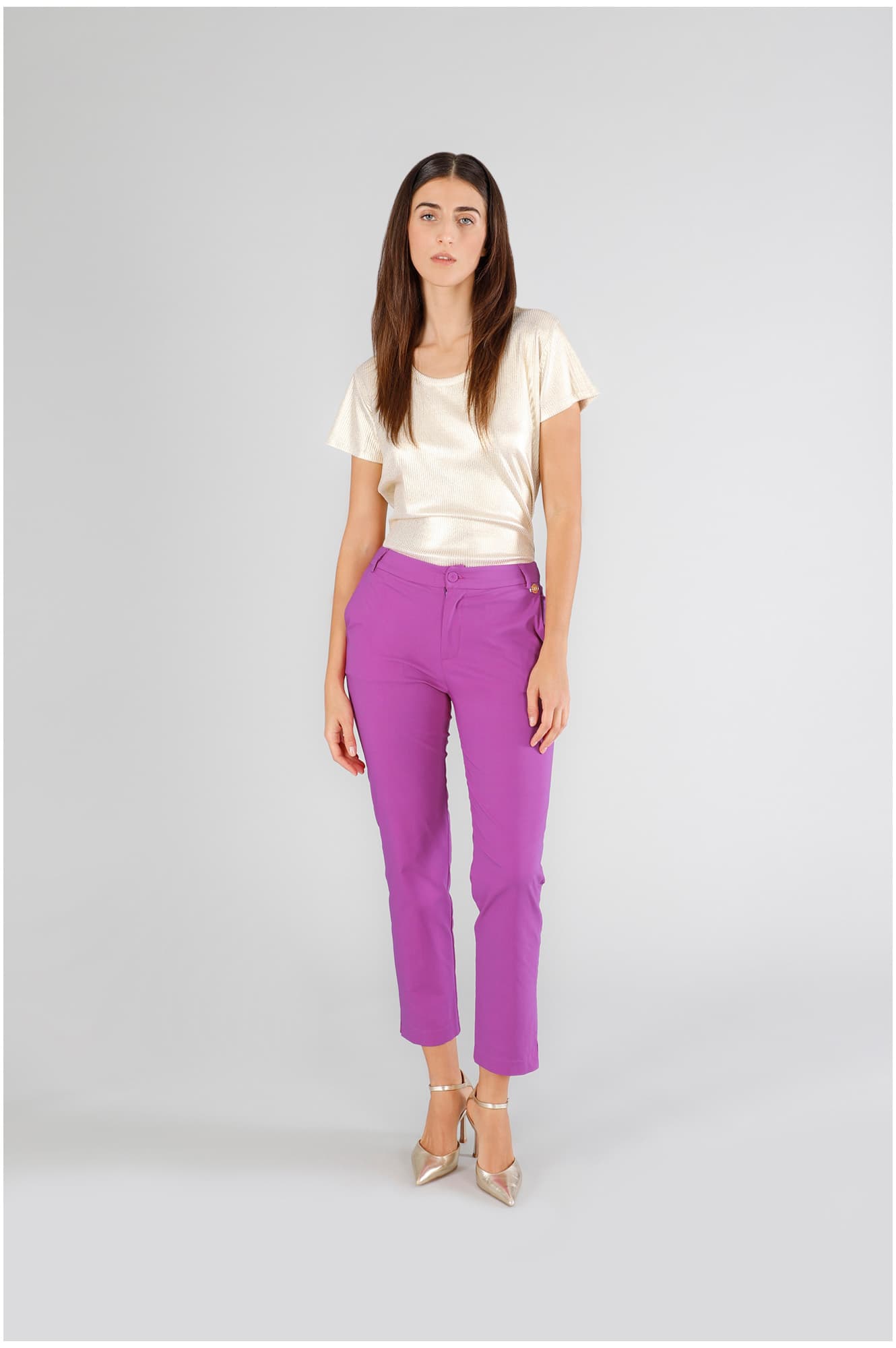 CafèNoir — Pantaloni chino tessuto superstretch azalea